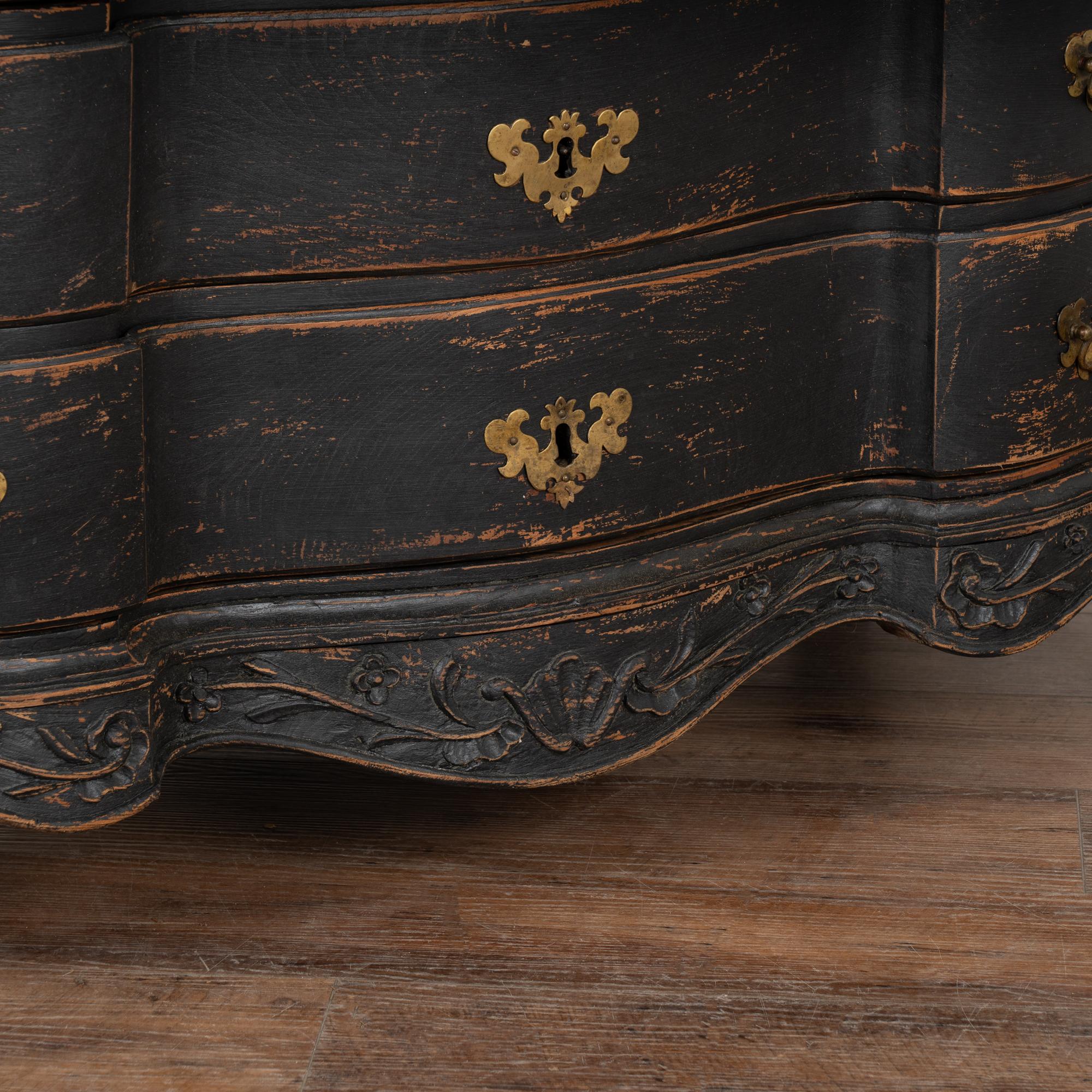 Black Painted Rococo Secretary from Denmark circa 1760-1800 For Sale 3