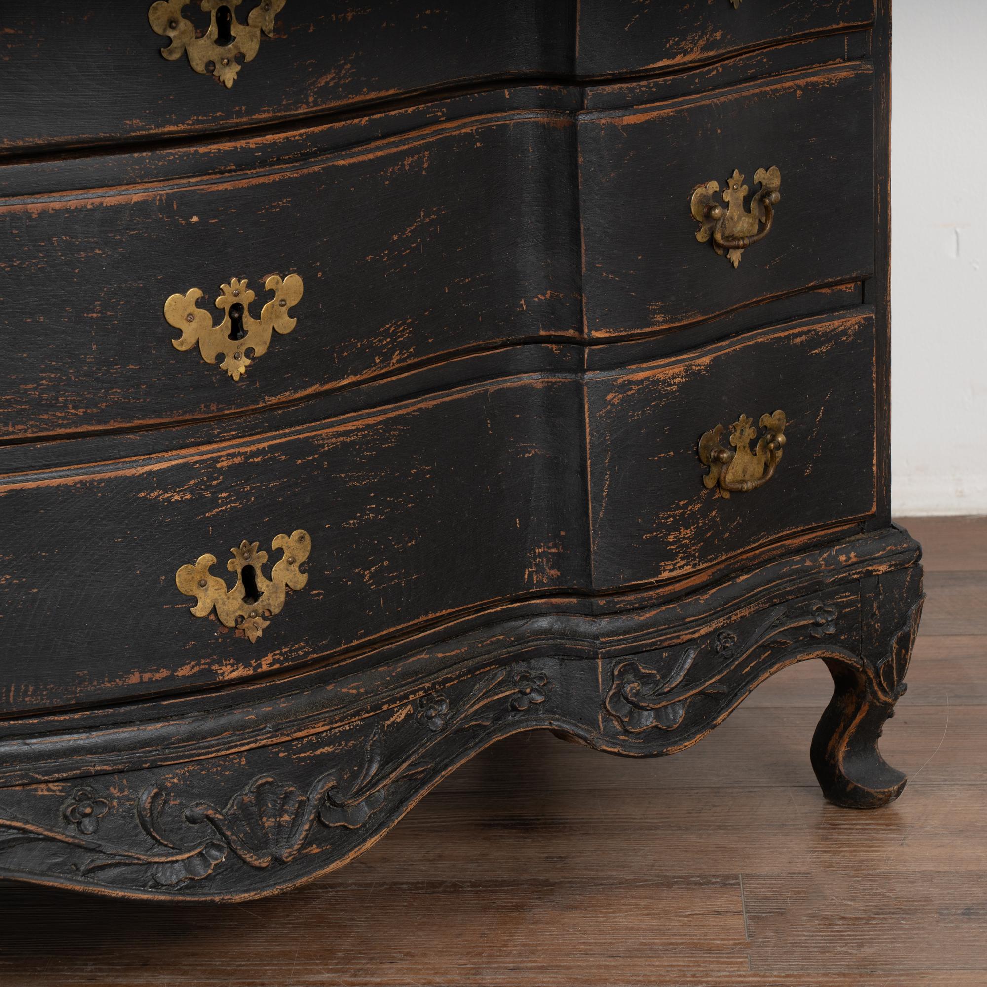 Black Painted Rococo Secretary from Denmark circa 1760-1800 For Sale 4