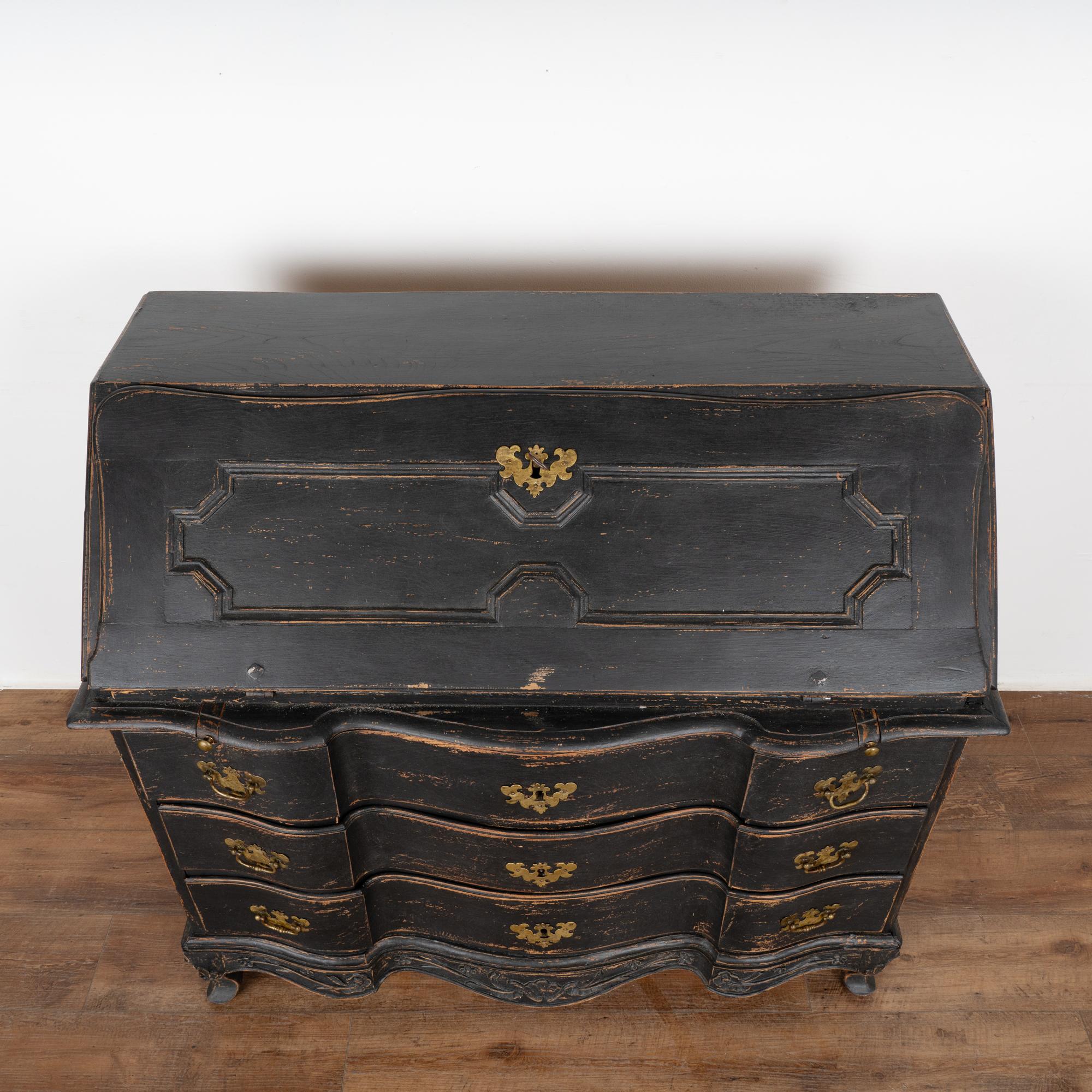 Wrought Iron Black Painted Rococo Secretary from Denmark circa 1760-1800 For Sale