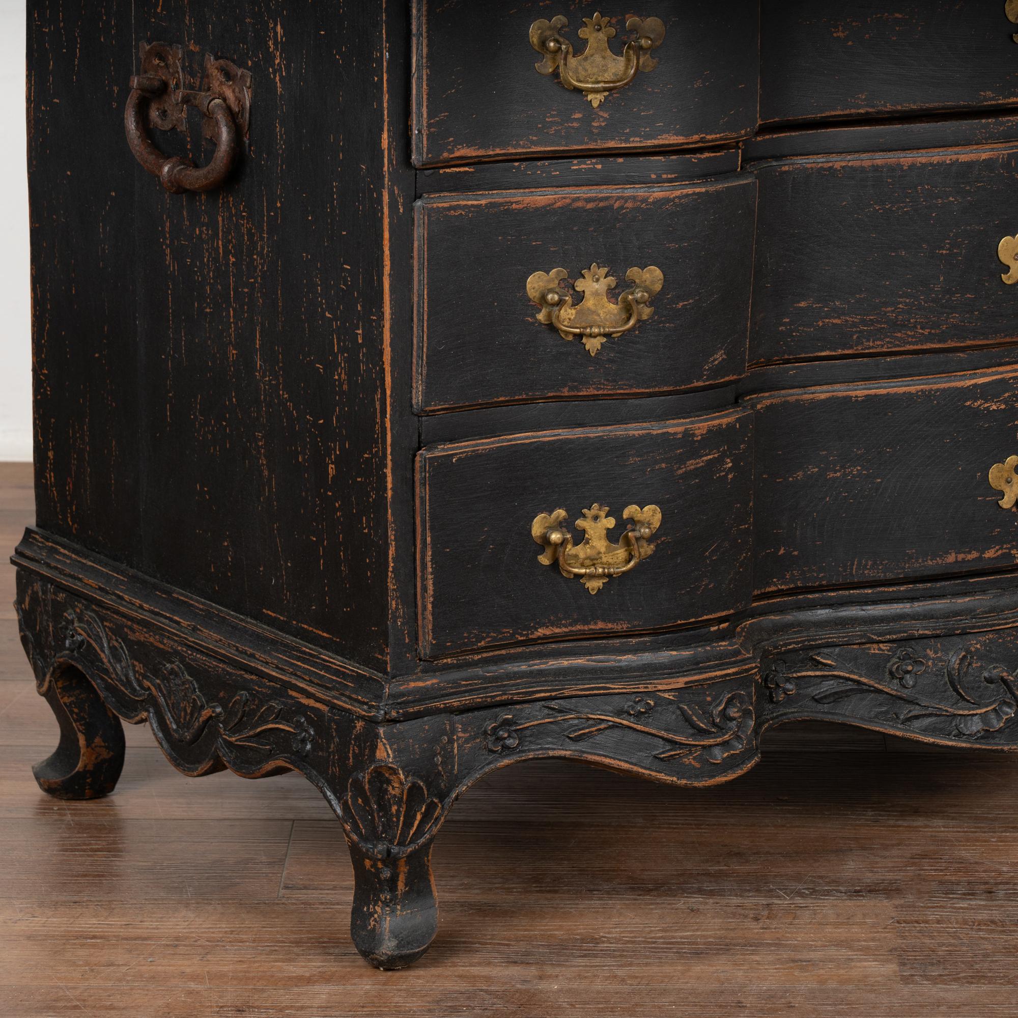 Black Painted Rococo Secretary from Denmark circa 1760-1800 For Sale 2