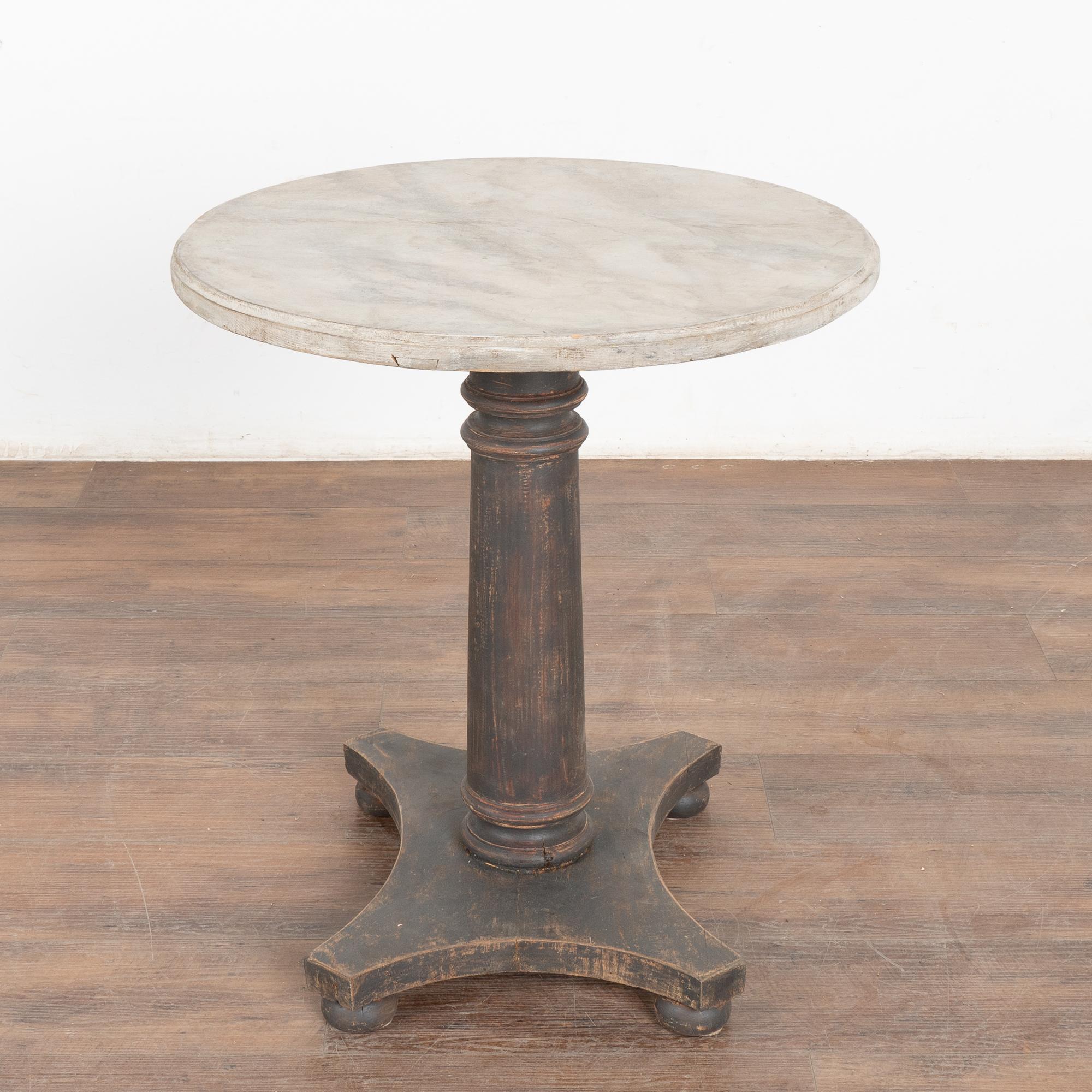 Gustavian Black Painted Round Pedestal Table, Sweden circa 1890