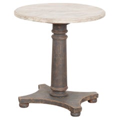 Antique Black Painted Round Pedestal Table, Sweden circa 1890