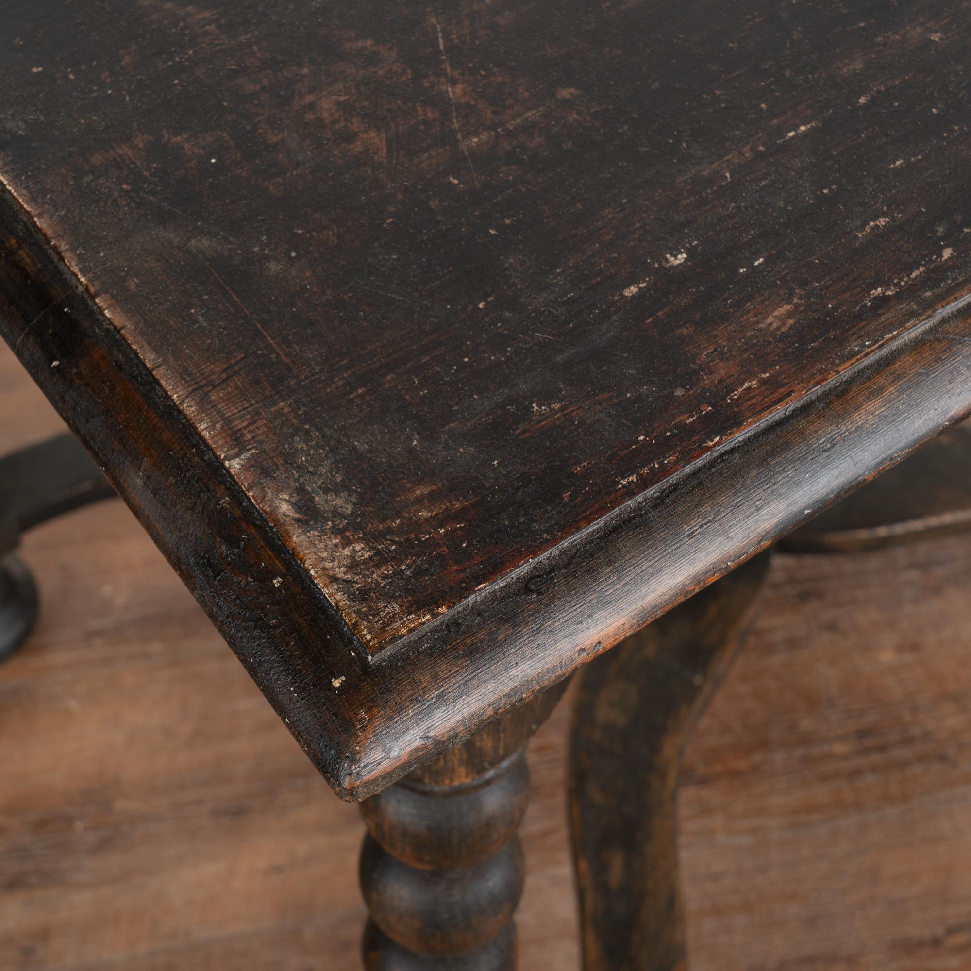 Black Painted Side Table With Turned Legs, Sweden circa 1840 2