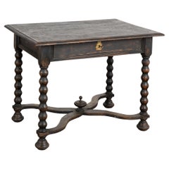 Black Painted Side Table With Turned Legs, Sweden circa 1840