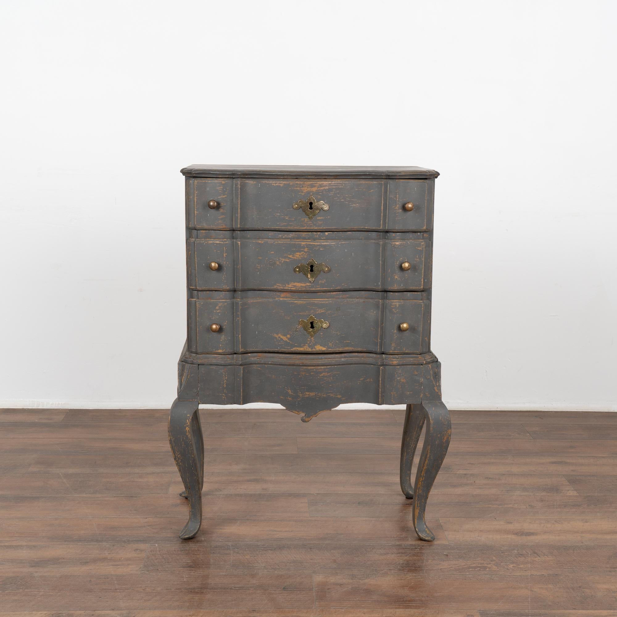 Swedish Black Painted Small Chest of Three Drawers Sweden circa 1800