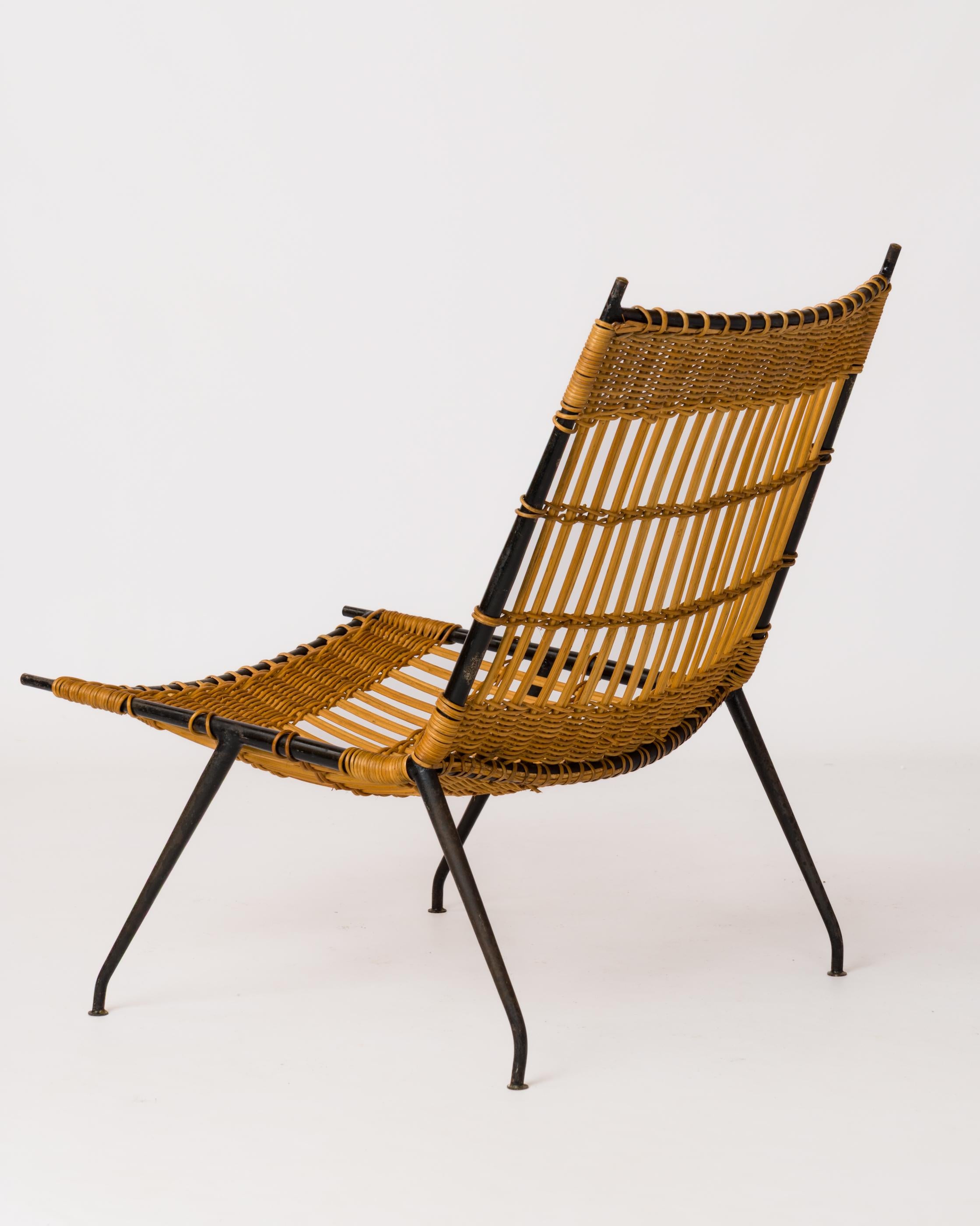Black Painted Steel & Wicker 