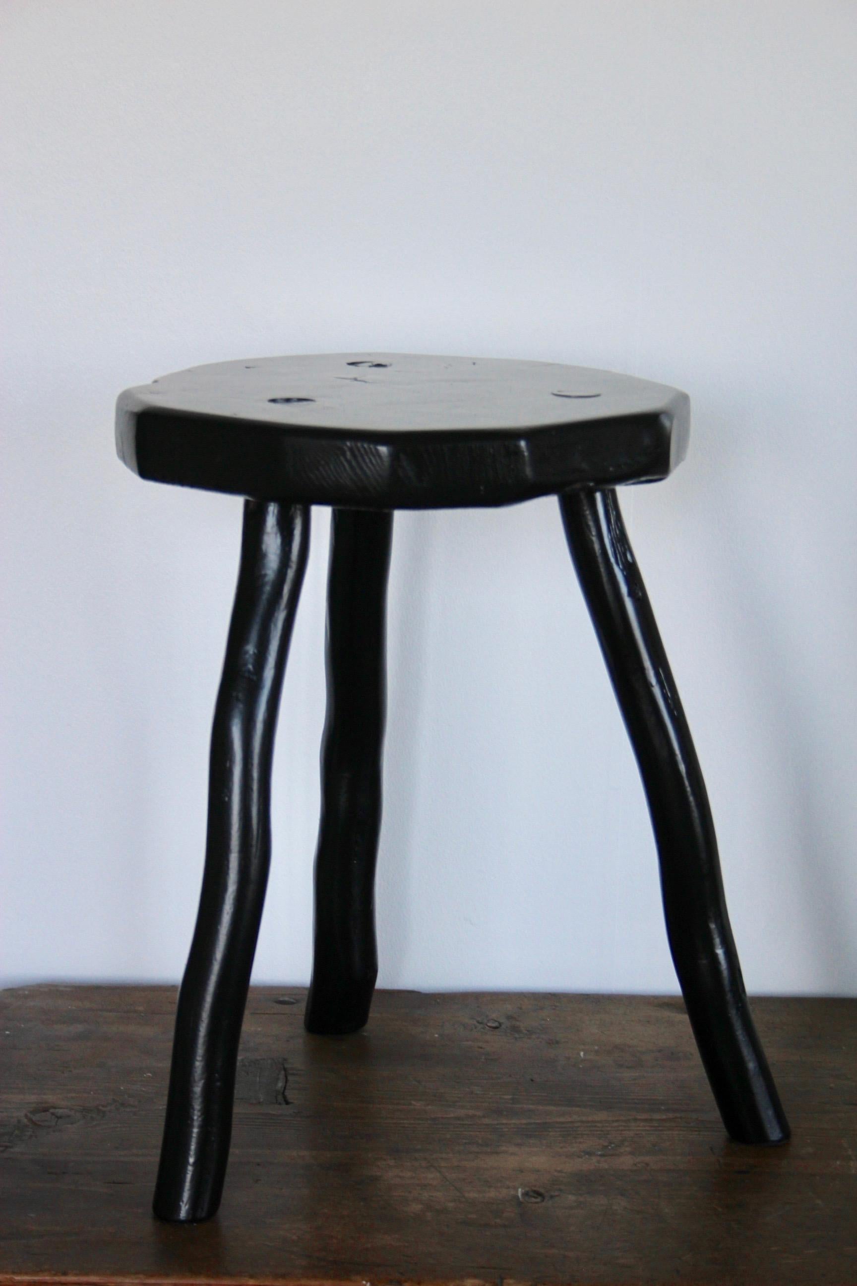 French Black Painted Stool