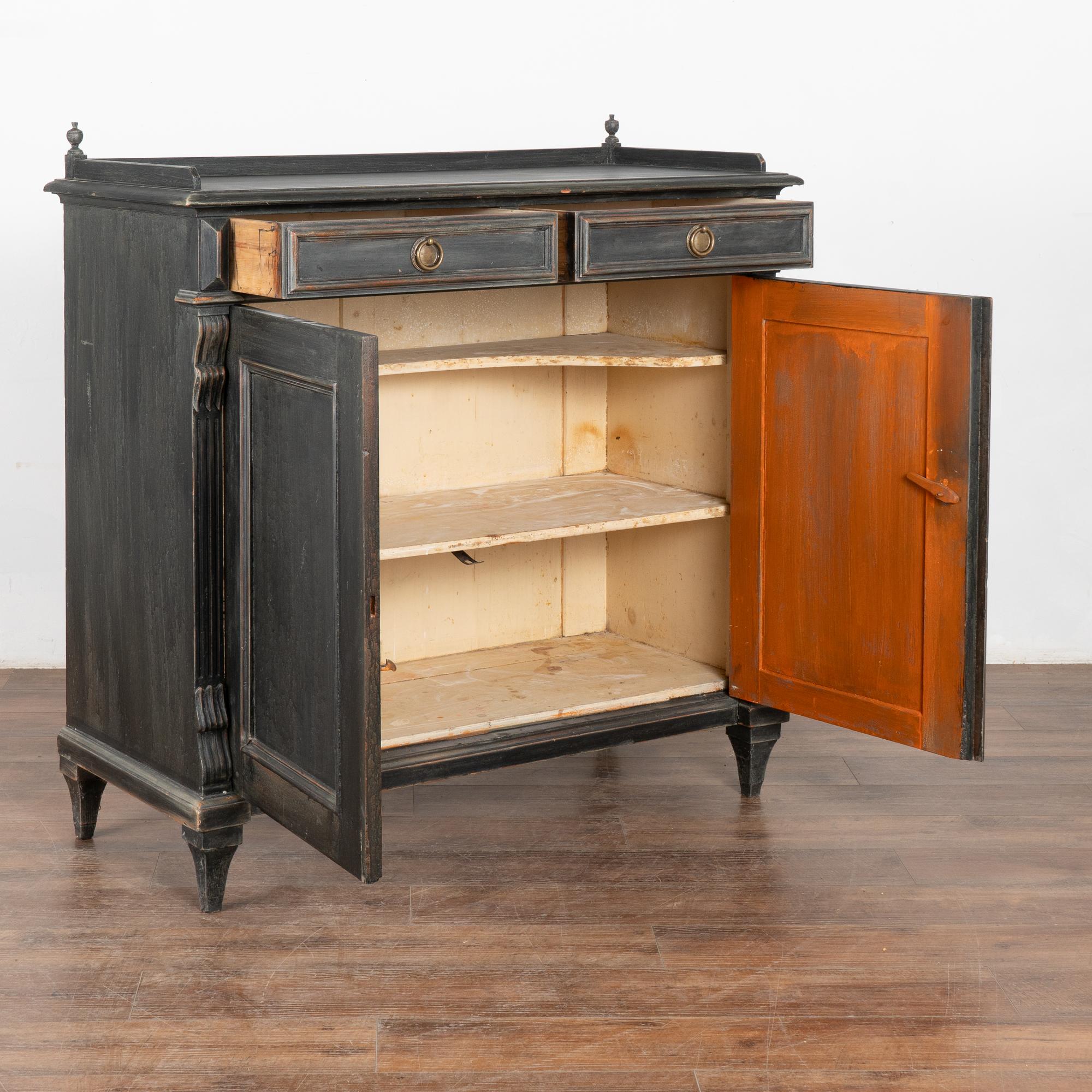 Country Black Painted Swedish Sideboard Cabinet, circa 1860 For Sale