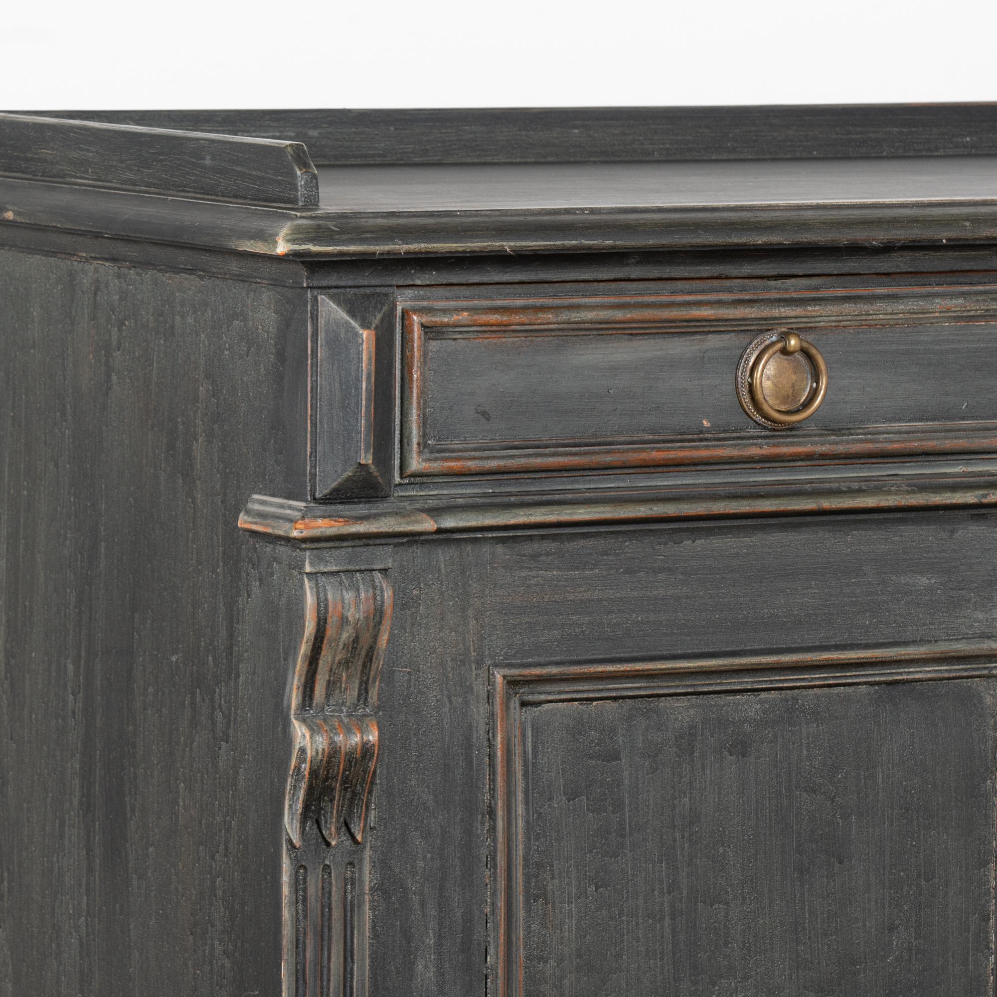 19th Century Black Painted Swedish Sideboard Cabinet, circa 1860 For Sale