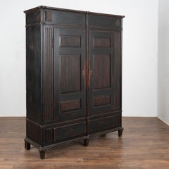 Black Painted Two Door Pine Armoire, Denmark circa 1830-50