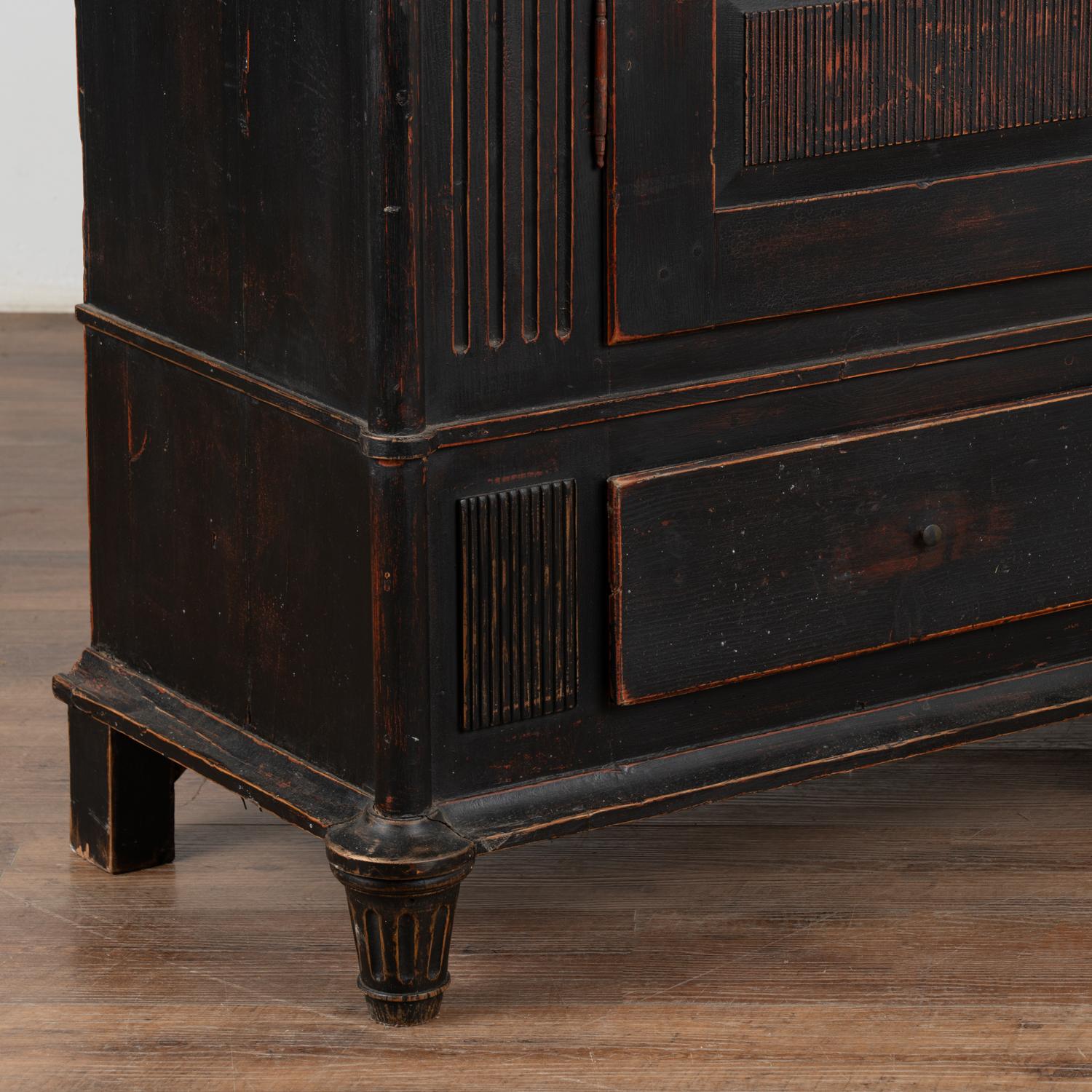 19th Century Black Painted Two Door Pine Armoire, Denmark circa 1830-50 For Sale
