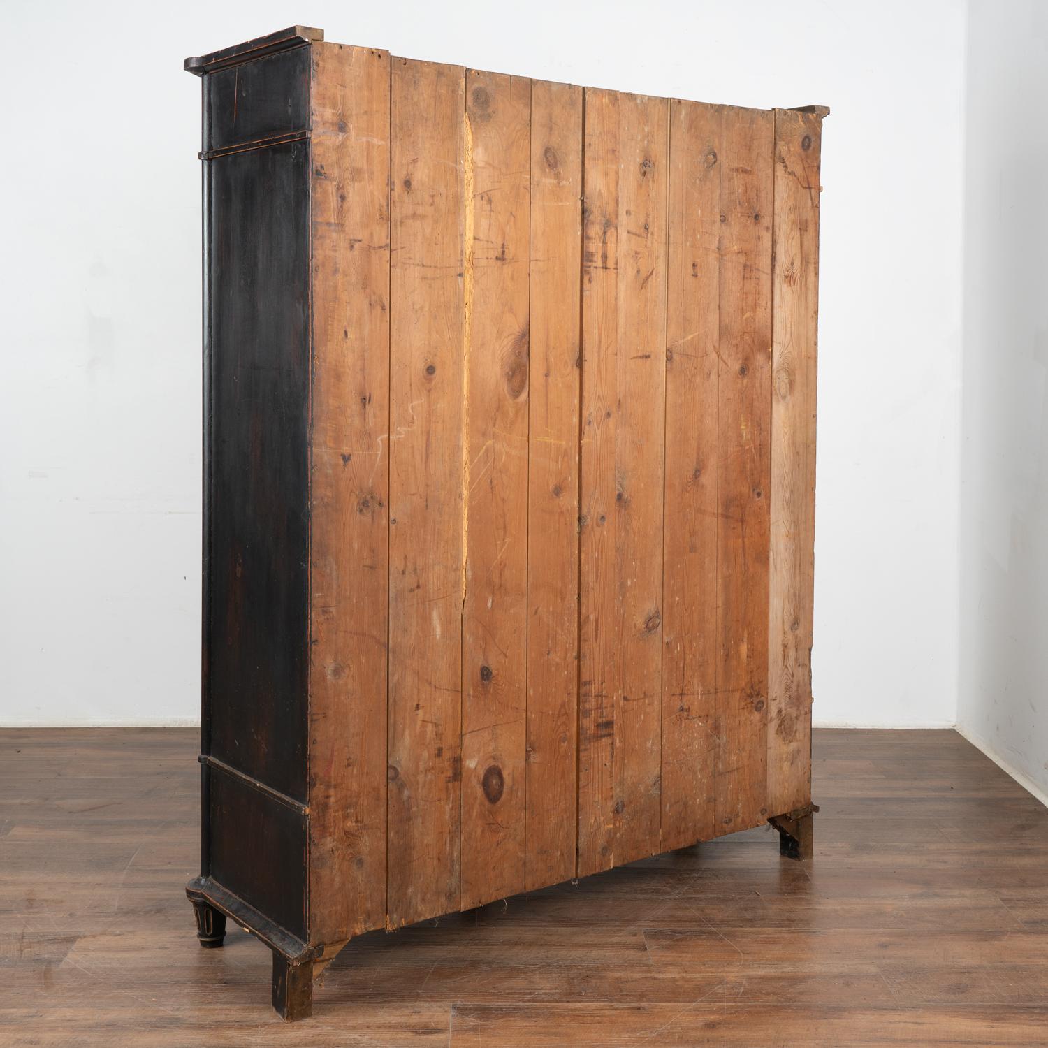 Black Painted Two Door Pine Armoire, Denmark circa 1830-50 For Sale 2