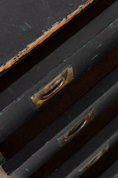 Black Painted Vintage Industrial Chest of Drawers Unit. c.1940