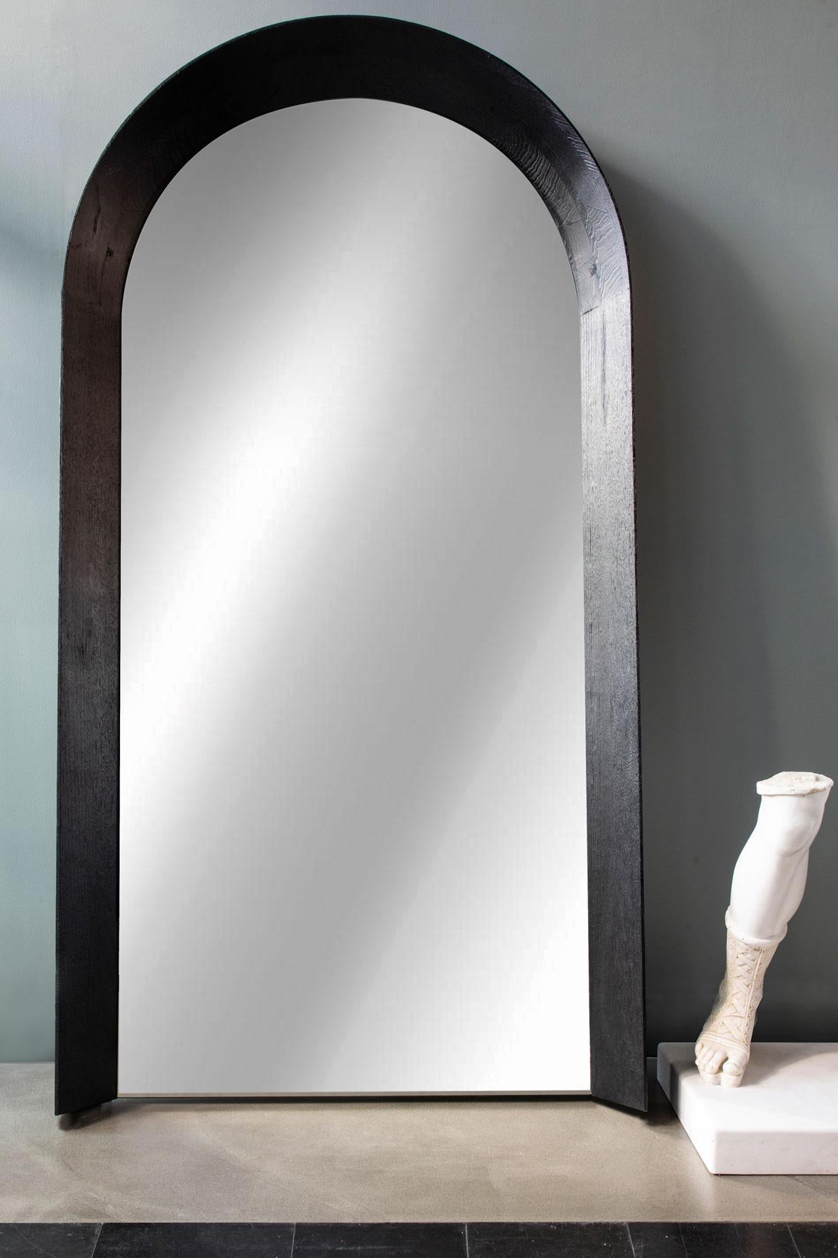 Contemporary Black Painted Wood Full Length Gate Mirror For Sale