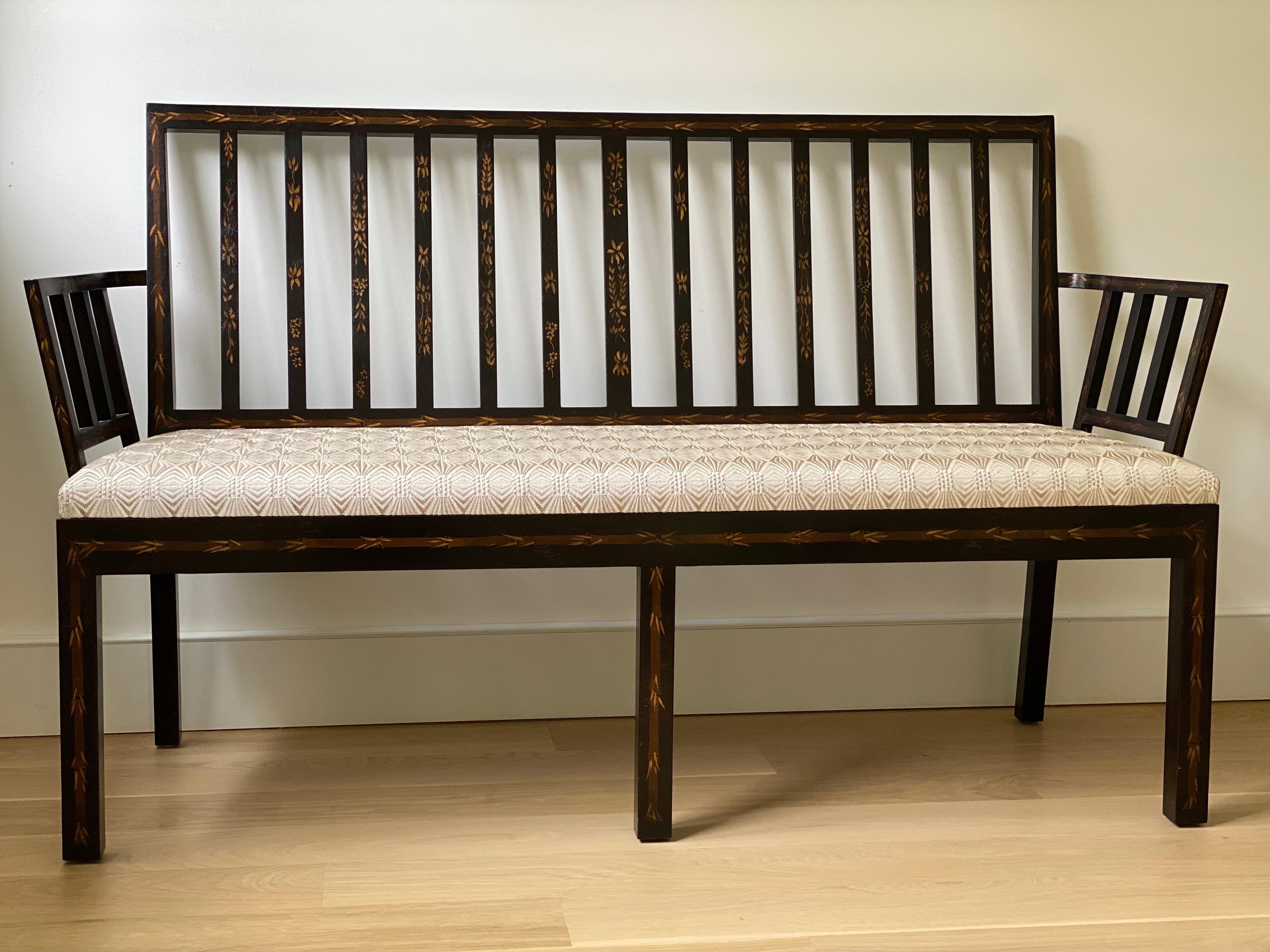 American Black Painted Wooden Loveseat by Rose Tarlow Melrose House For Sale