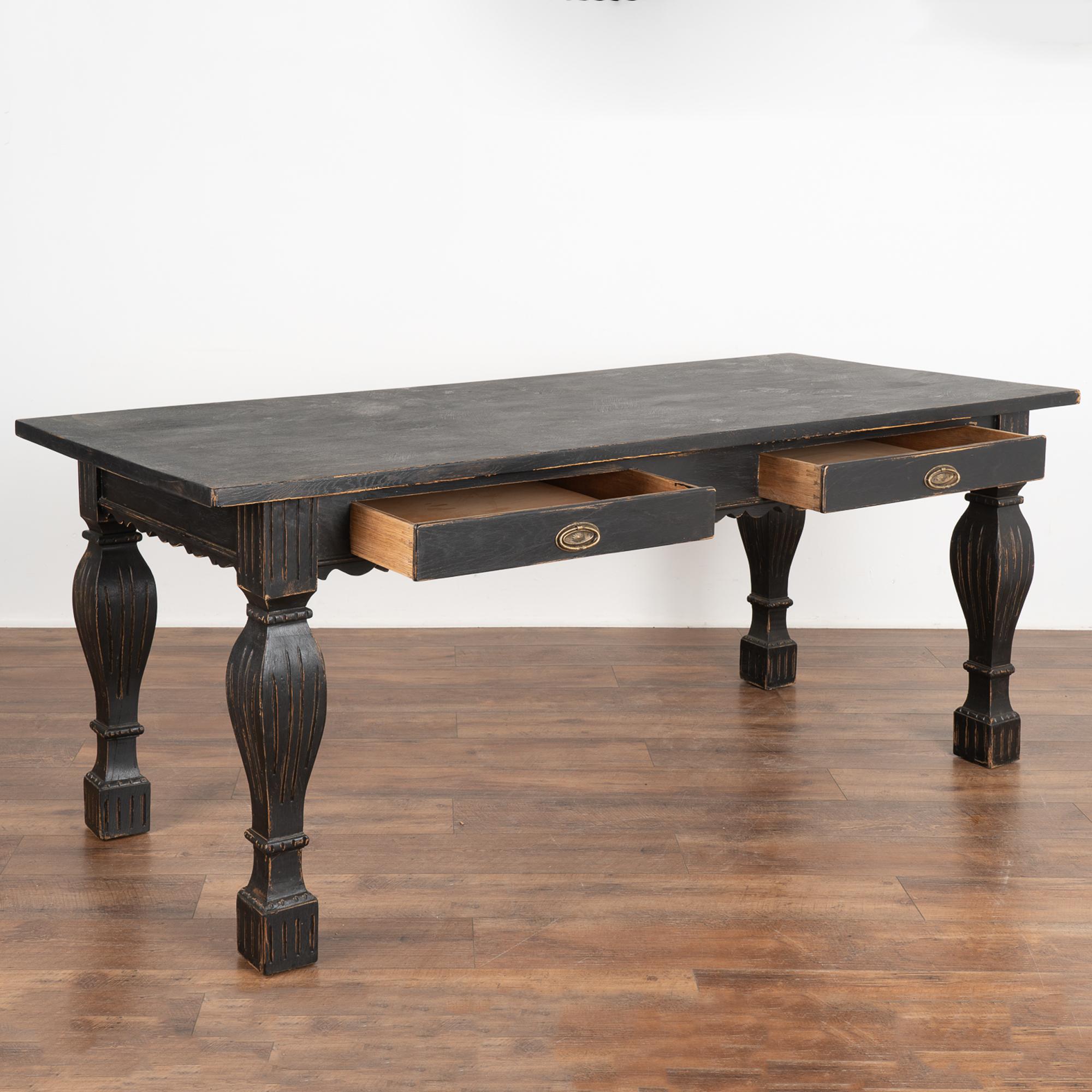 Baroque Black Painted Writing Table Console With Two Drawers, Denmark circa 1910 For Sale