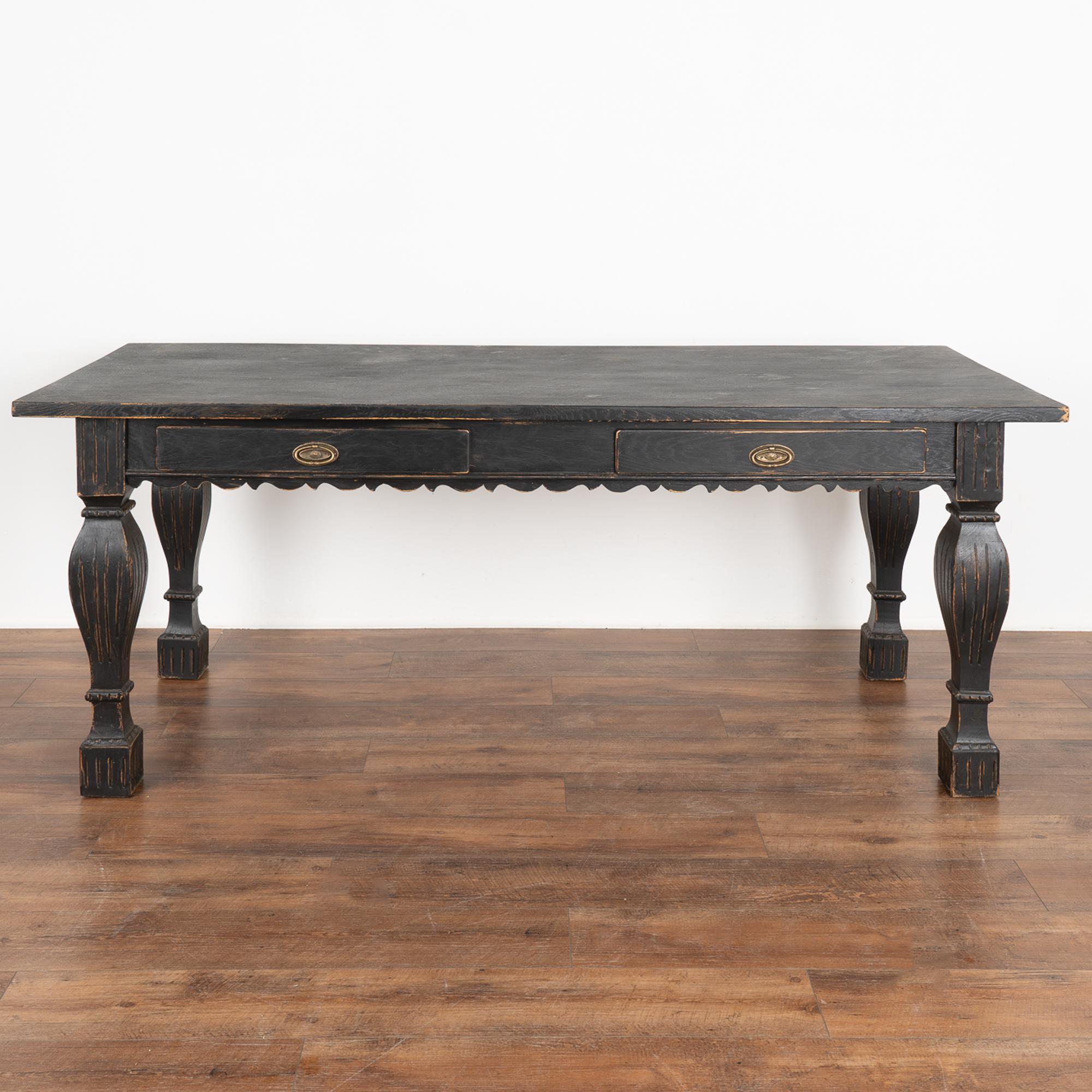 Danish Black Painted Writing Table Console With Two Drawers, Denmark circa 1910 For Sale