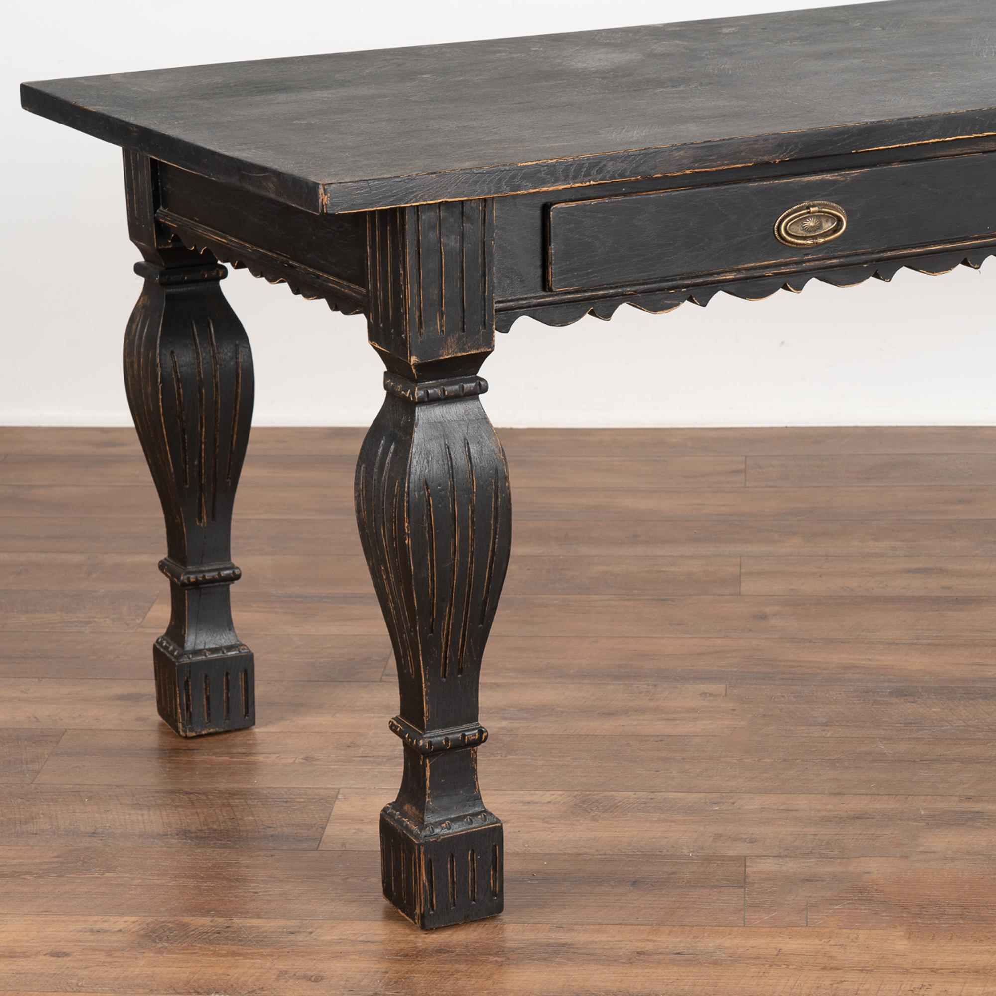 20th Century Black Painted Writing Table Console With Two Drawers, Denmark circa 1910 For Sale
