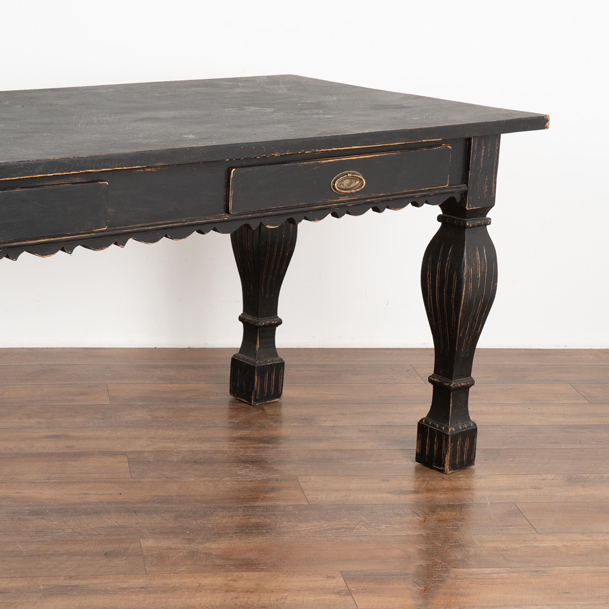 Wood Black Painted Writing Table Console With Two Drawers, Denmark circa 1910 For Sale