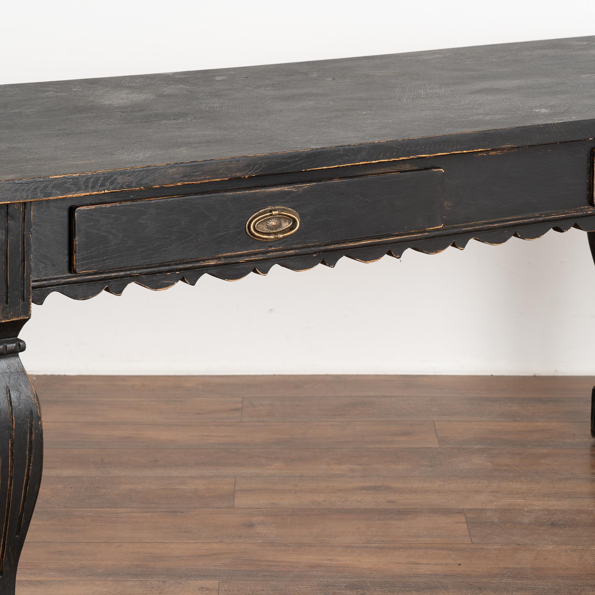 Black Painted Writing Table Console With Two Drawers, Denmark circa 1910 For Sale 1