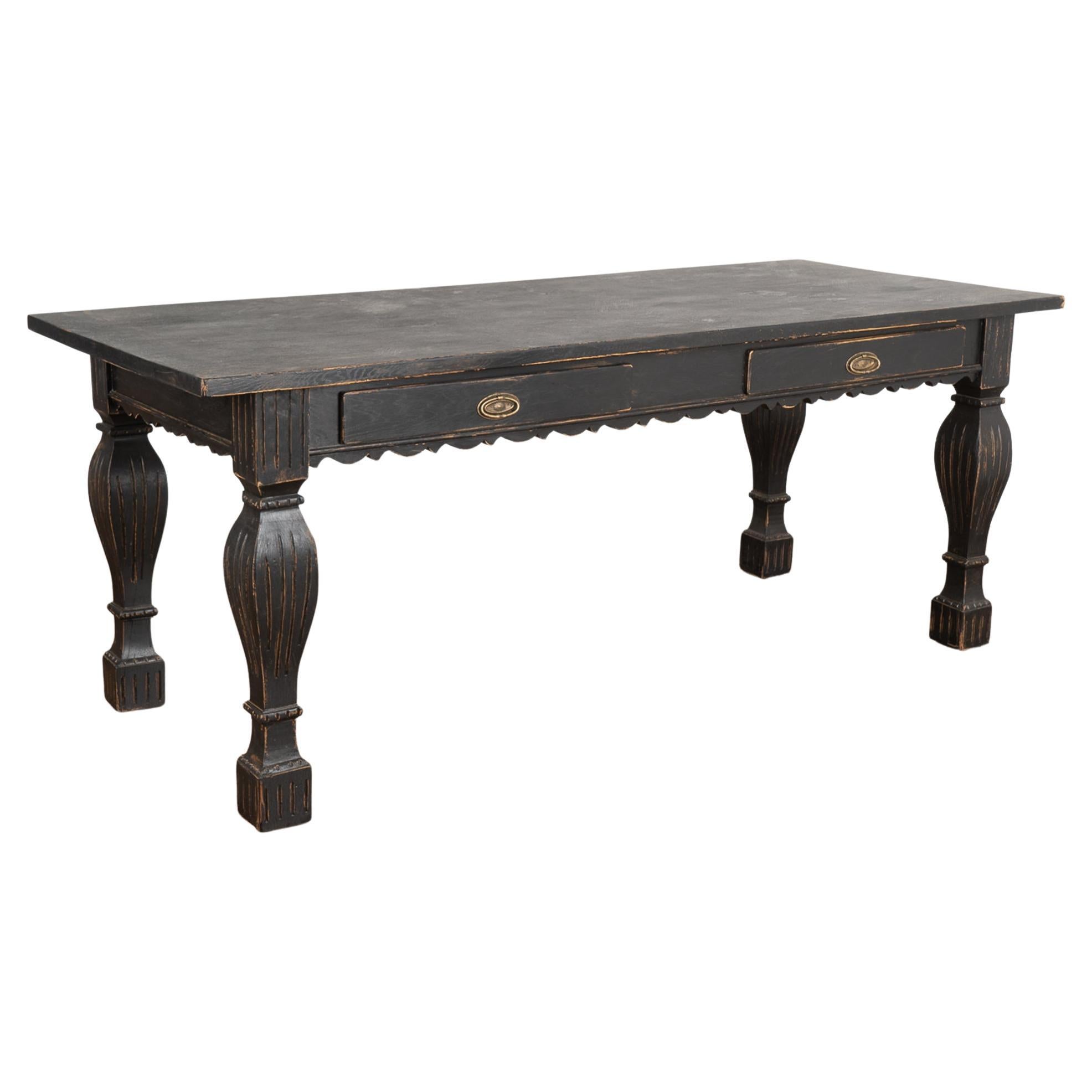 Black Painted Writing Table Console With Two Drawers, Denmark circa 1910 For Sale