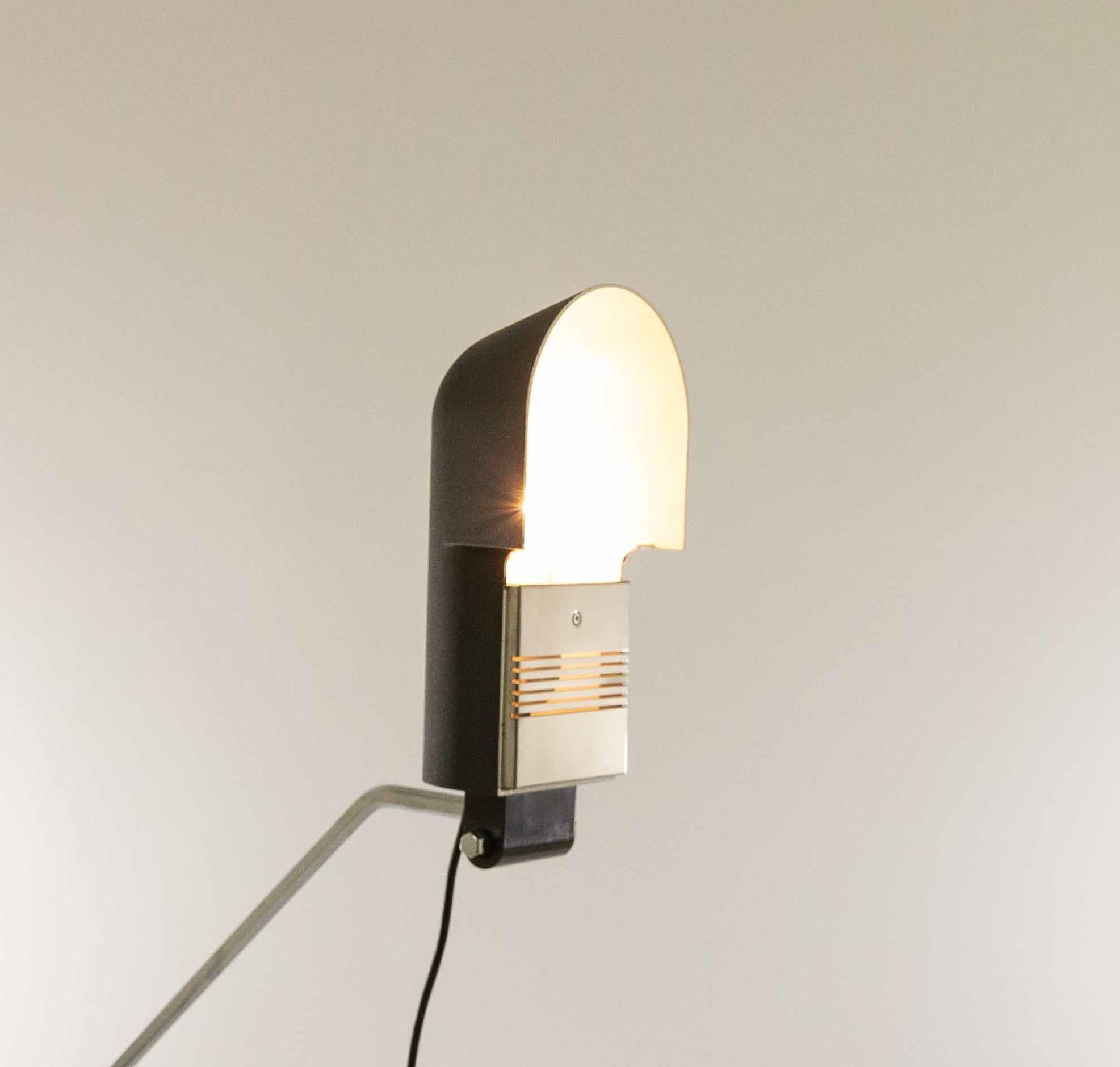 Space Age Black Pala Clamp Table Lamp by Corrado and Luigi Aroldi for Luci, 1970s For Sale