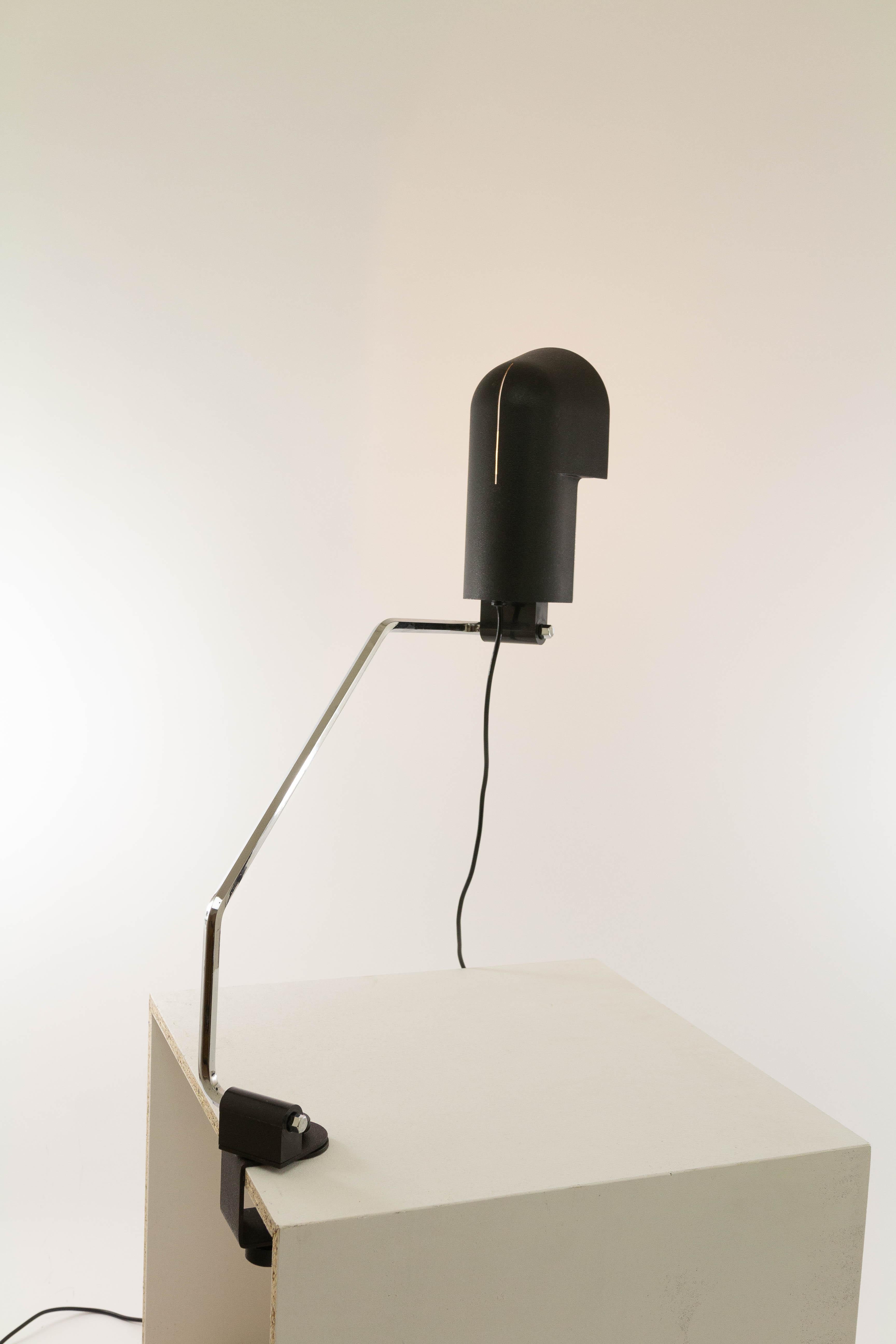 Italian Black Pala Clamp Table Lamp by Corrado and Luigi Aroldi for Luci, 1970s For Sale