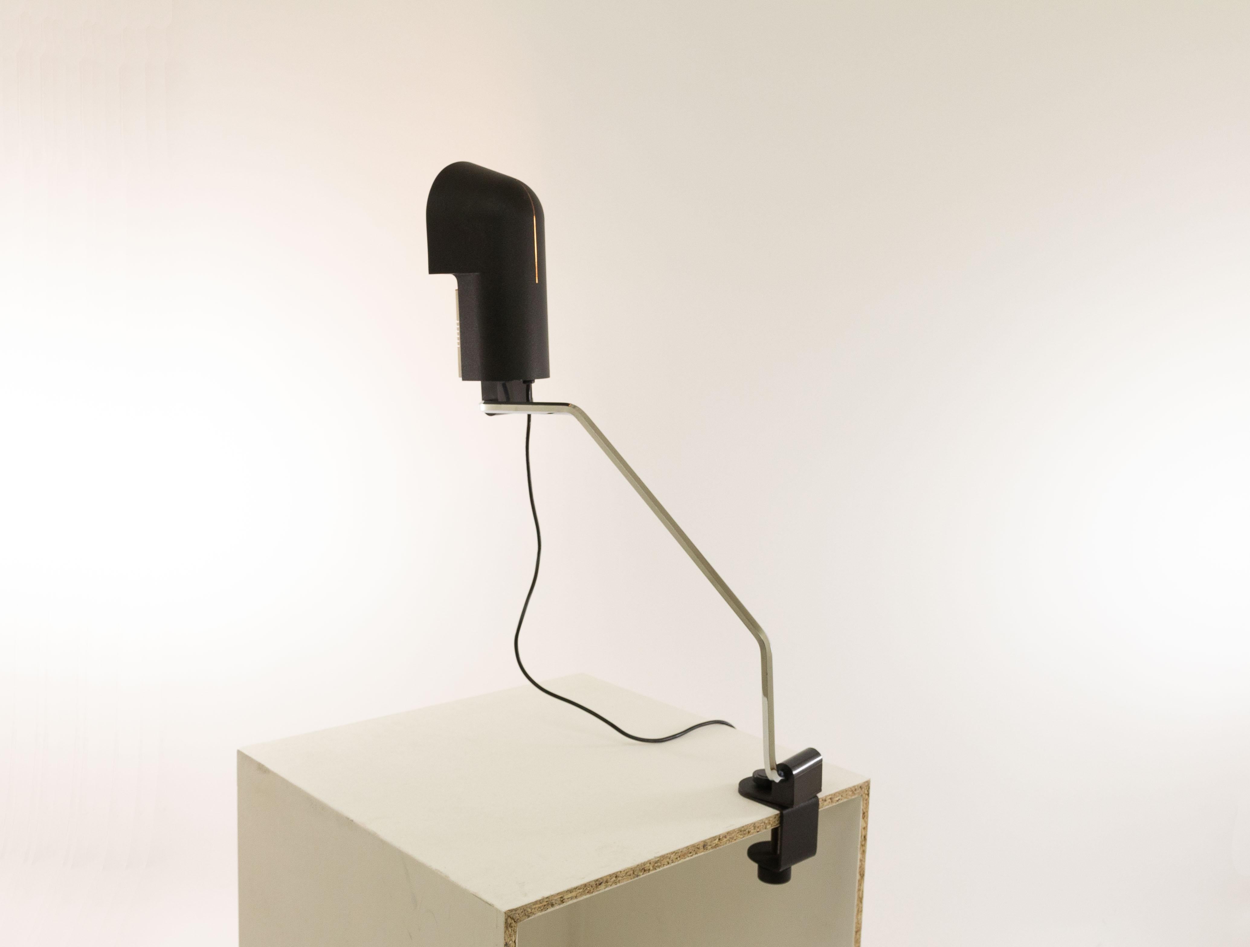 Lacquered Black Pala Clamp Table Lamp by Corrado and Luigi Aroldi for Luci, 1970s For Sale