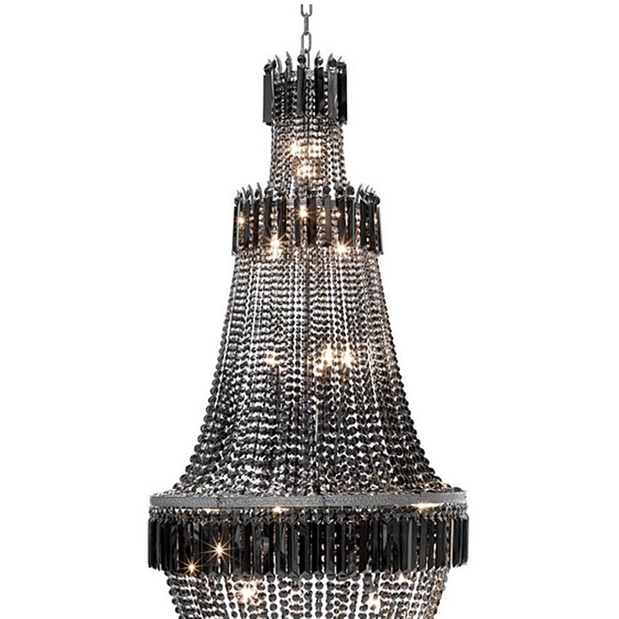 Chandelier black palace drop with structure in solid 
bronze. With black glass pendants.