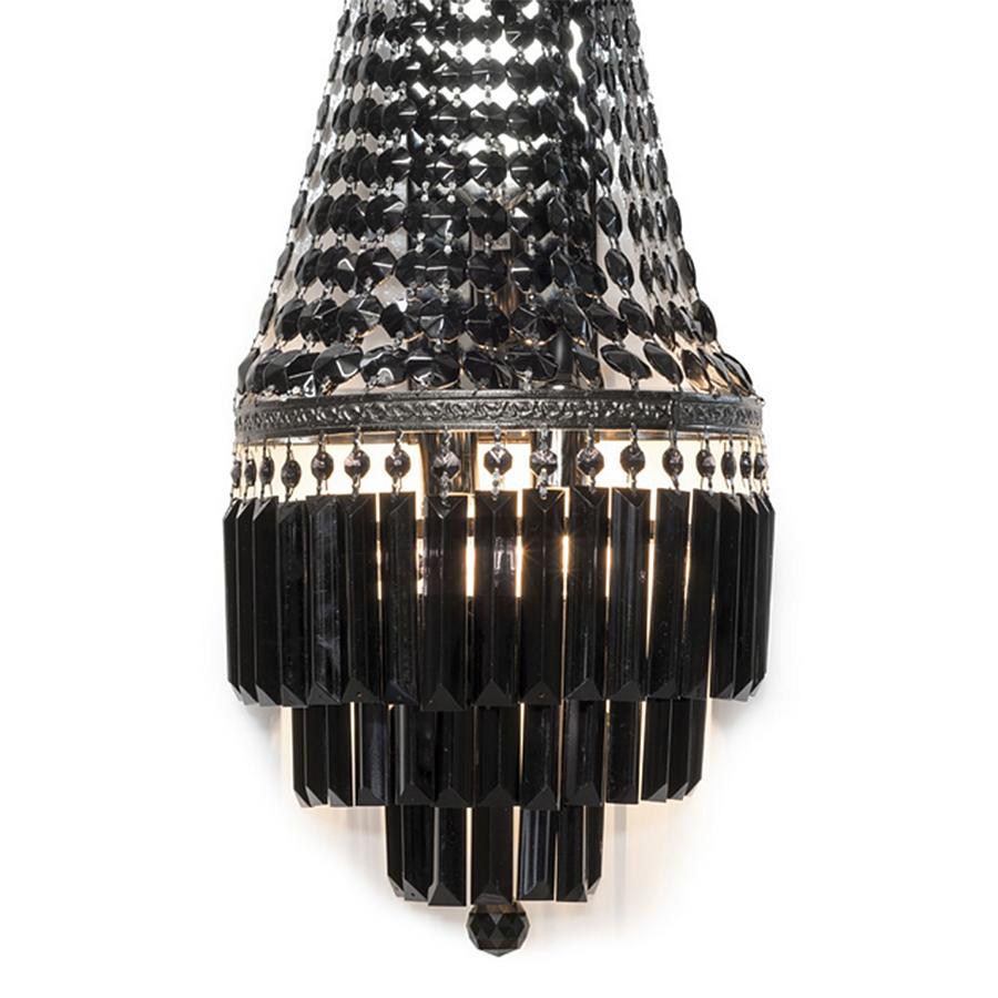 Italian Black Palace Wall Lamp with Bronze Structure in Black Finish For Sale