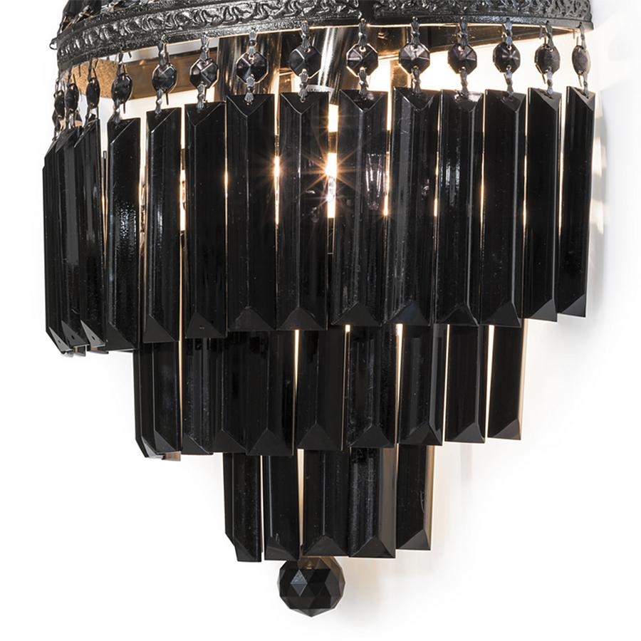 Black Palace Wall Lamp with Bronze Structure in Black Finish In New Condition For Sale In Paris, FR