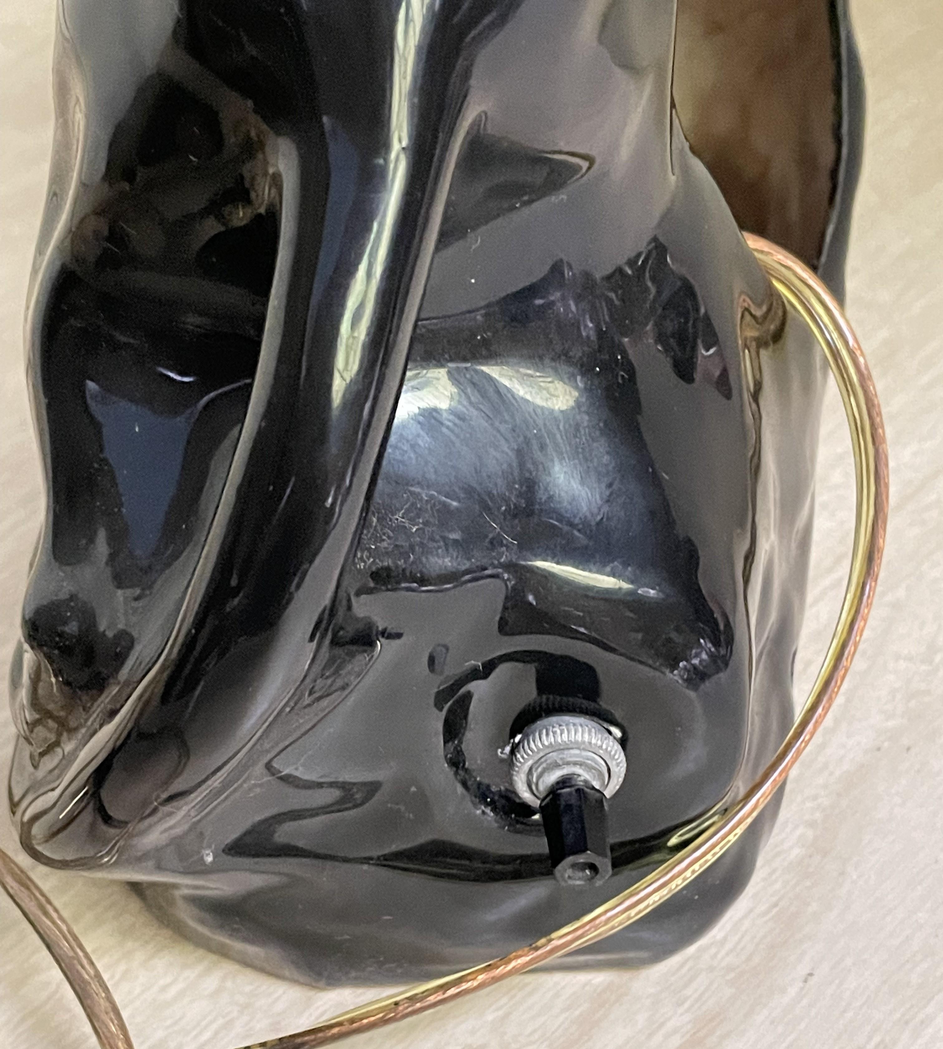 Panthère noire Chat en céramique Lampe de bureau TV du milieu du siècle en vente 5