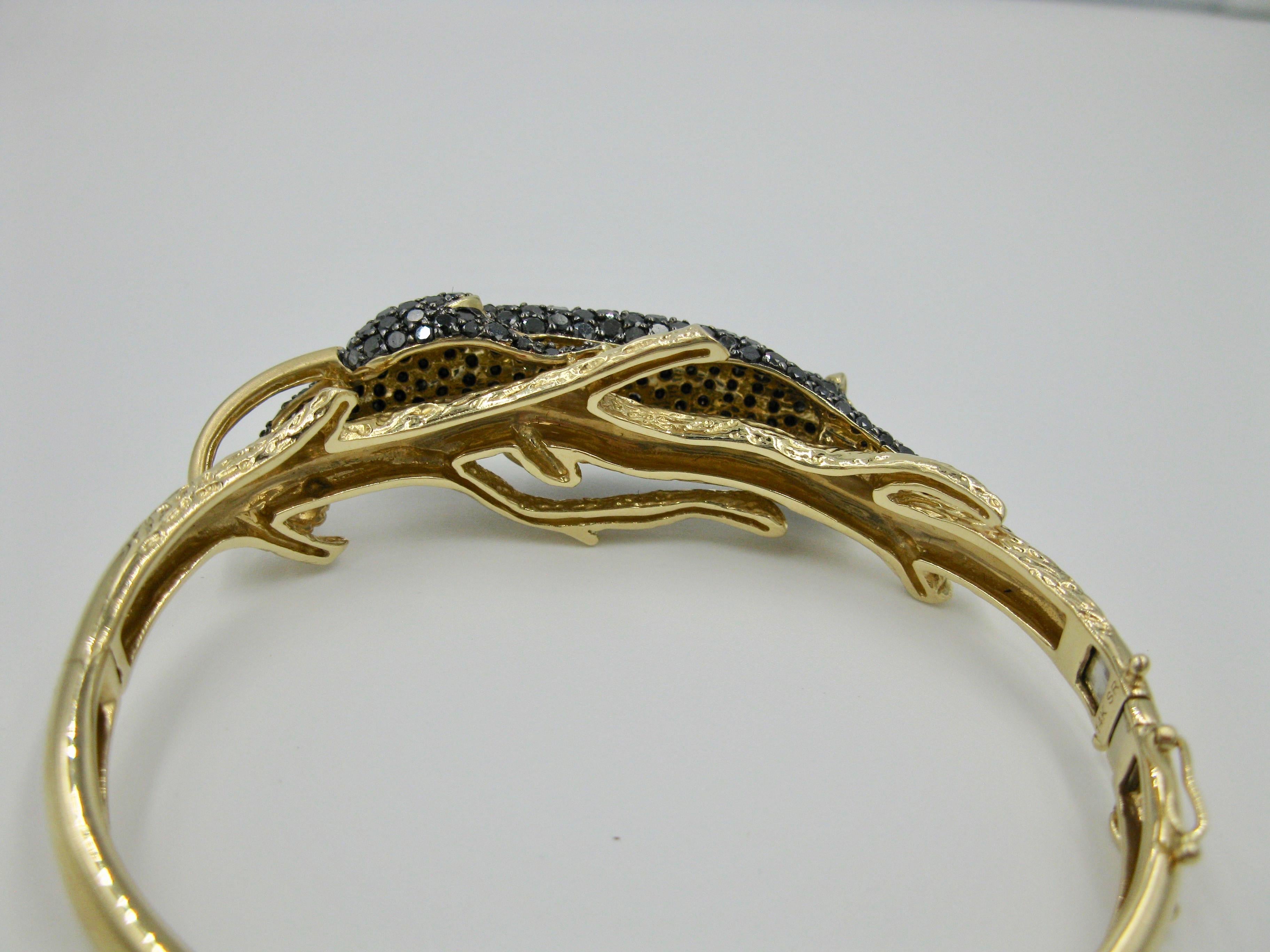 Black Panther Leopard Bracelet Black Diamond 14 Karat Gold 4