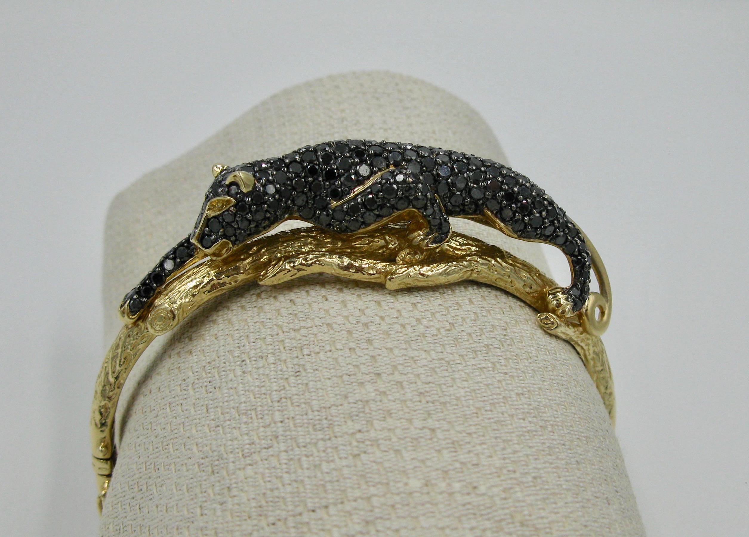 Black Panther Leopard Bracelet Black Diamond 14 Karat Gold 6