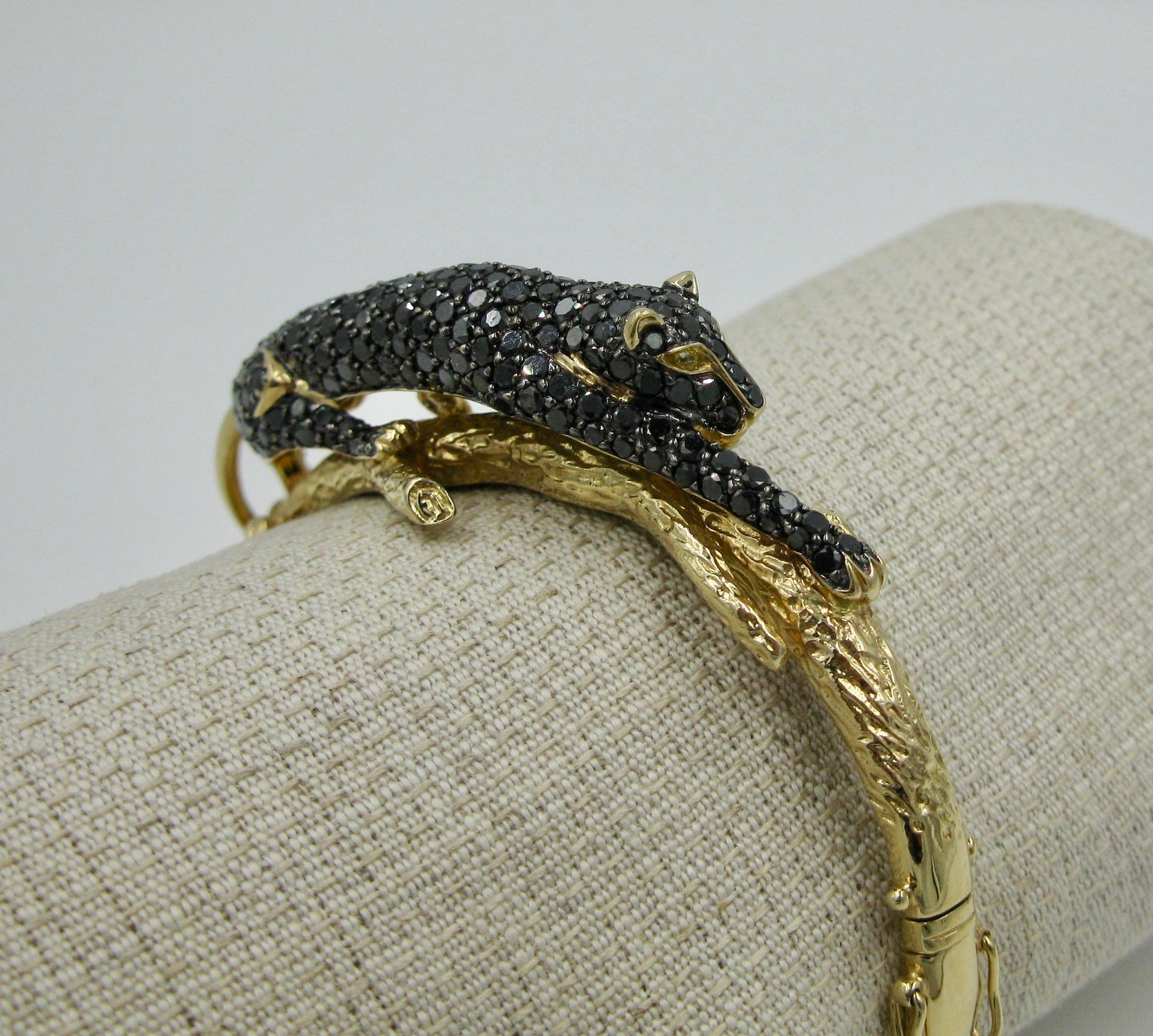 Black Panther Leopard Bracelet Black Diamond 14 Karat Gold 7