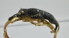 Black Panther Leopard Bracelet Black Diamond 14 Karat Gold