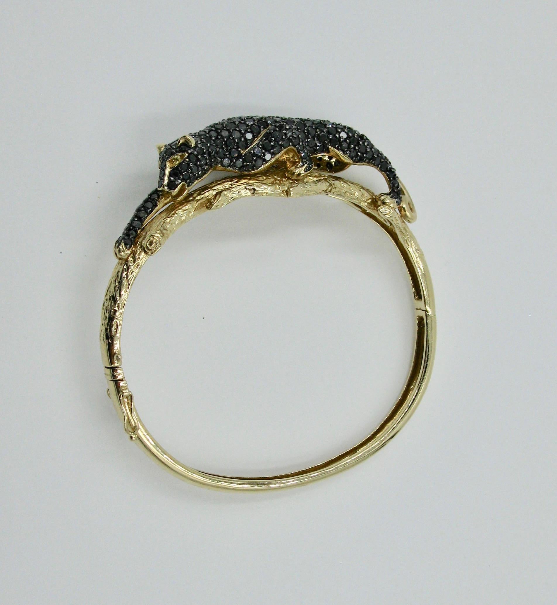 Black Panther Leopard Bracelet Black Diamond 14 Karat Gold at 1stDibs ...