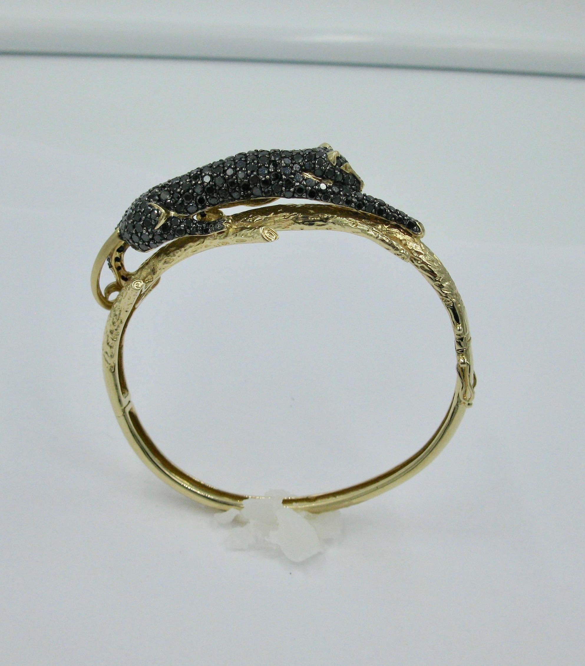 Black Panther Leopard Bracelet Black Diamond 14 Karat Gold 1