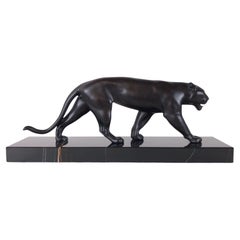 Black Panther Sculpture Ouganda Art Deco Style Original Max Le Verrier Spelter