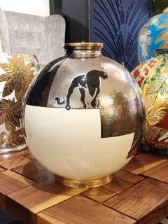 Black Panther Vase Emaux de Longwy