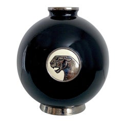 Black Panther Vase Limited Edition from Emaux de Longwy Coloniale XL Panthère