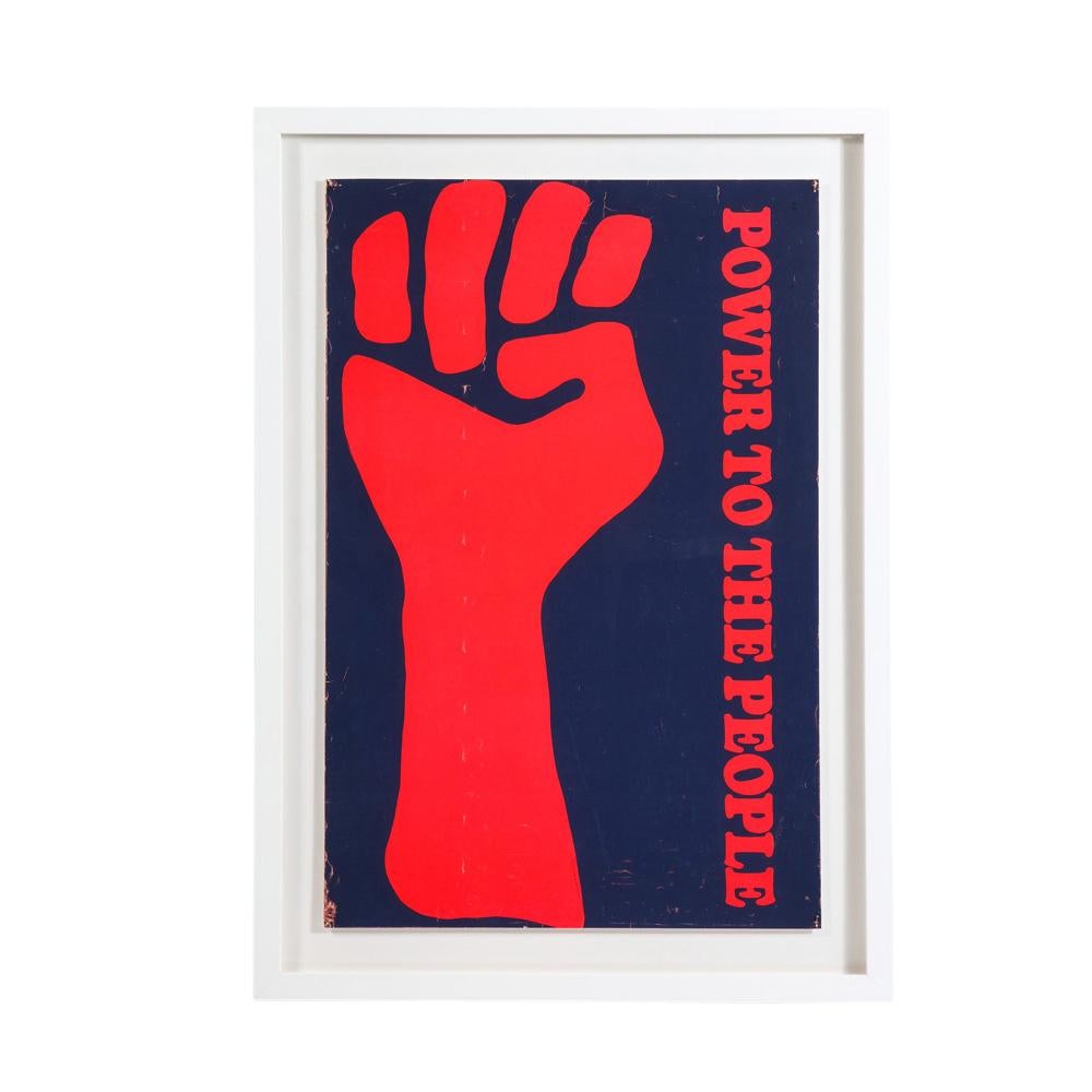 (Black Panthers) Power to the People Poster, Gemini Rising INC, Signed. A simple and powerful screen printed poster of an upraised fist, produced by Gemini Rising INC. during the eventful late 1960's, and dated 1970 on the lower right forearm. Two