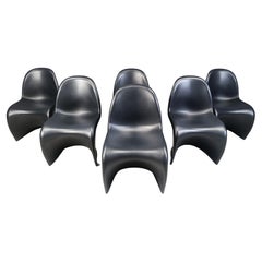 Chaises de salle à manger panton noires, lot de 6