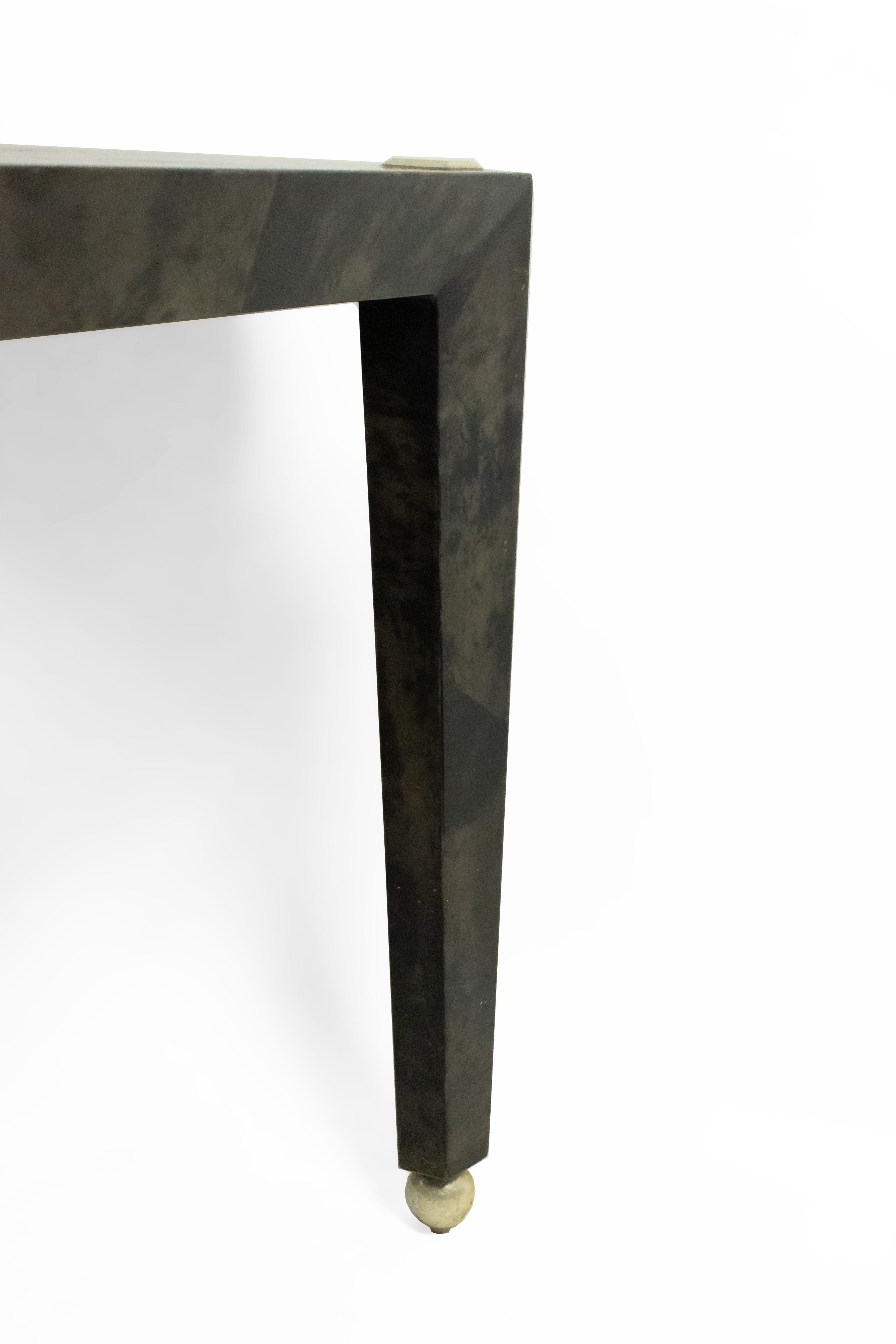 Black Parchment and Silver Leaf Dining Table 4