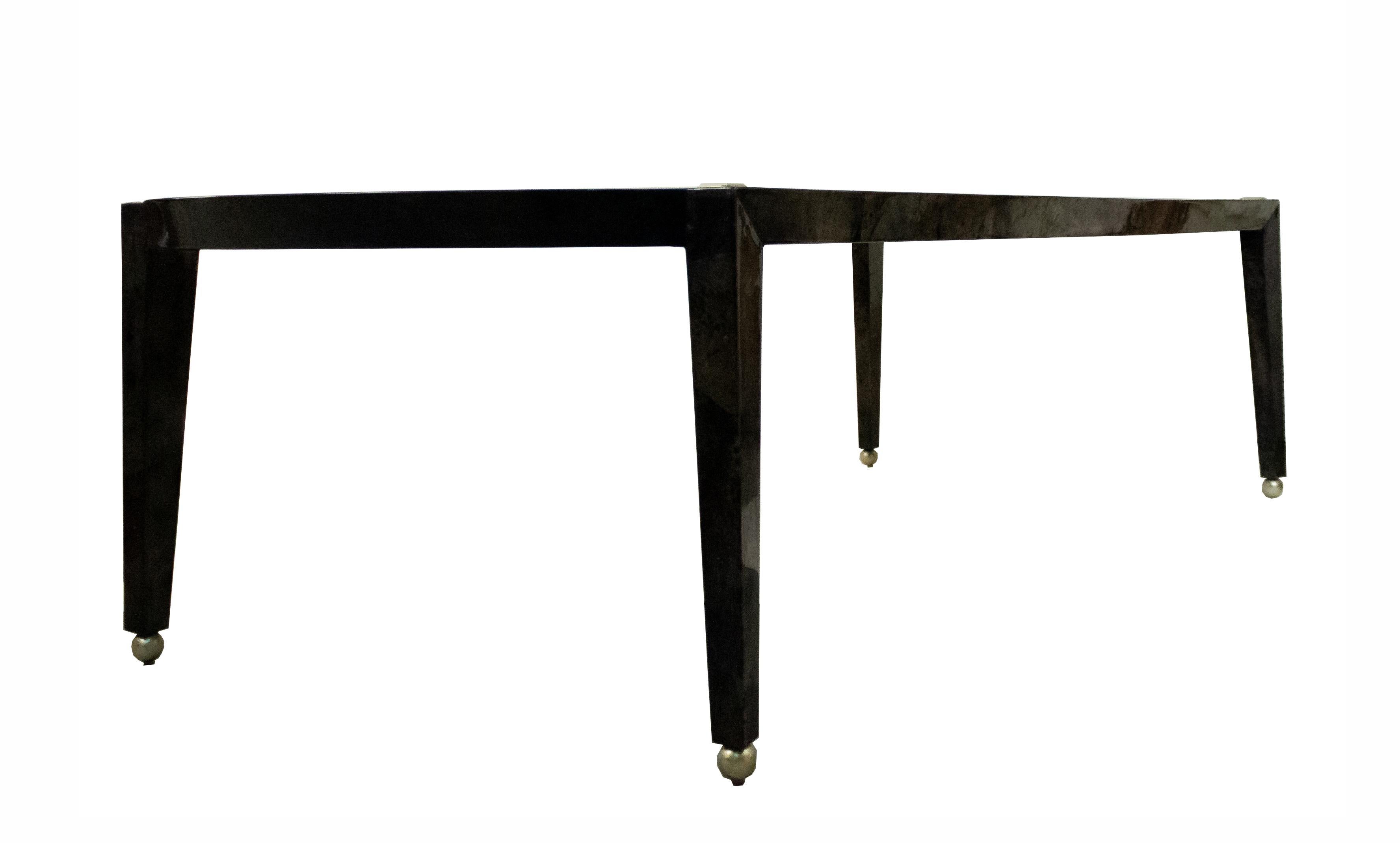 Black Parchment and Silver Leaf Dining Table In Good Condition In New York, NY
