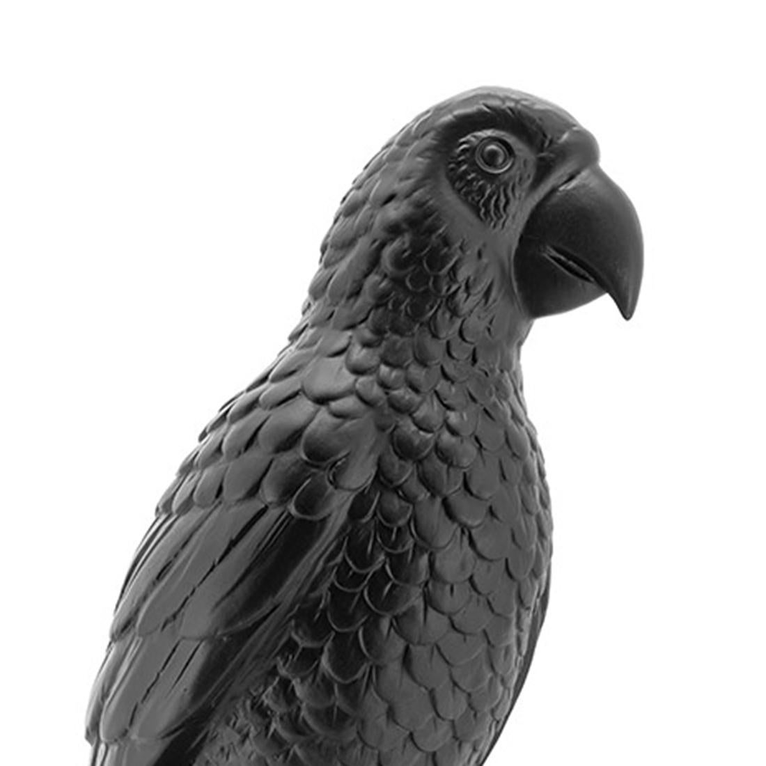 Schwarzer Papagei-Skulptur (Keramik) im Angebot