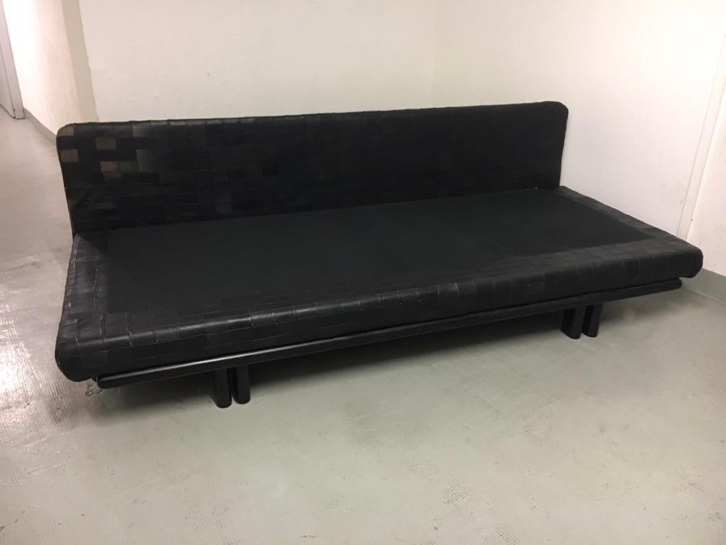 Black Patchwork Leather Convertible Sofa by De Sede, Switzerland, ca 1970s For Sale 4