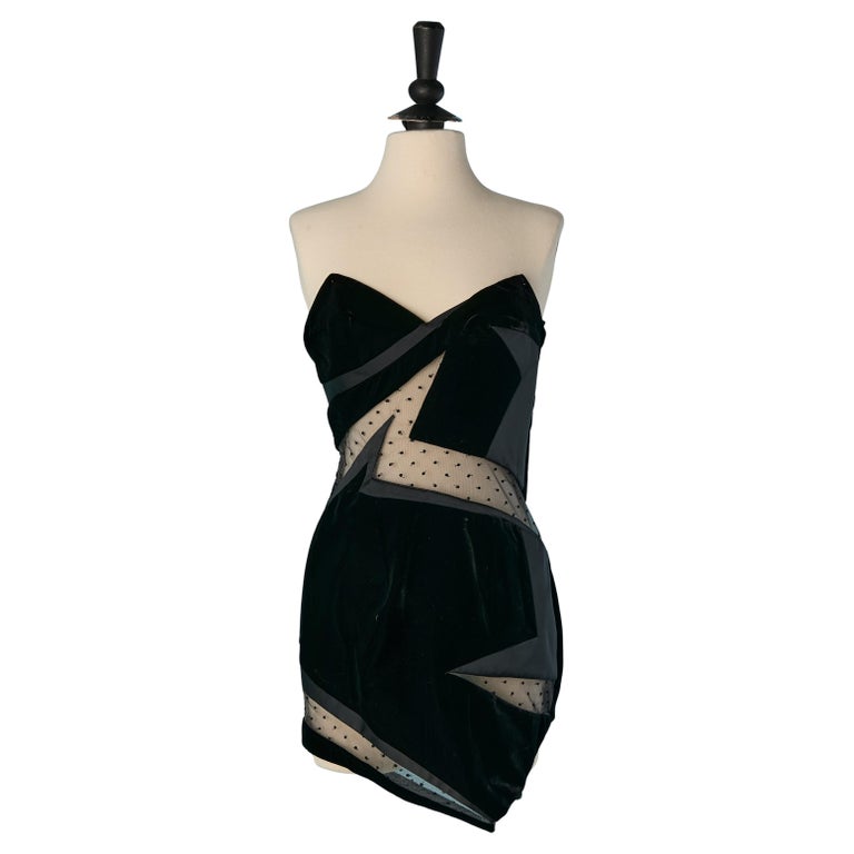 Black patchwork mini bustier cocktail dress ALEXANDRE VAUTHIER