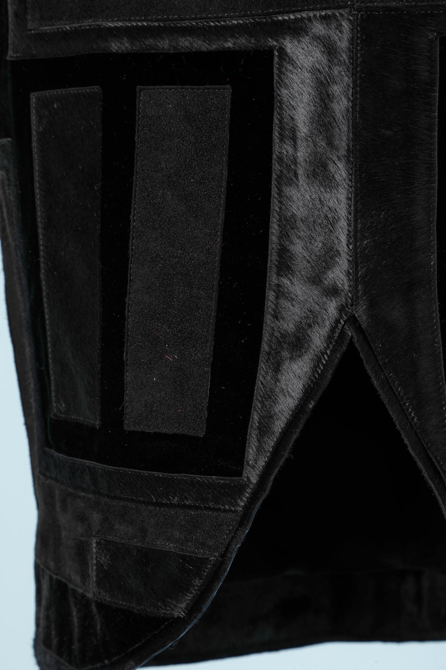 Black patchwork skirt made of suede, leather and velvet TOM FORD In Excellent Condition For Sale In Saint-Ouen-Sur-Seine, FR