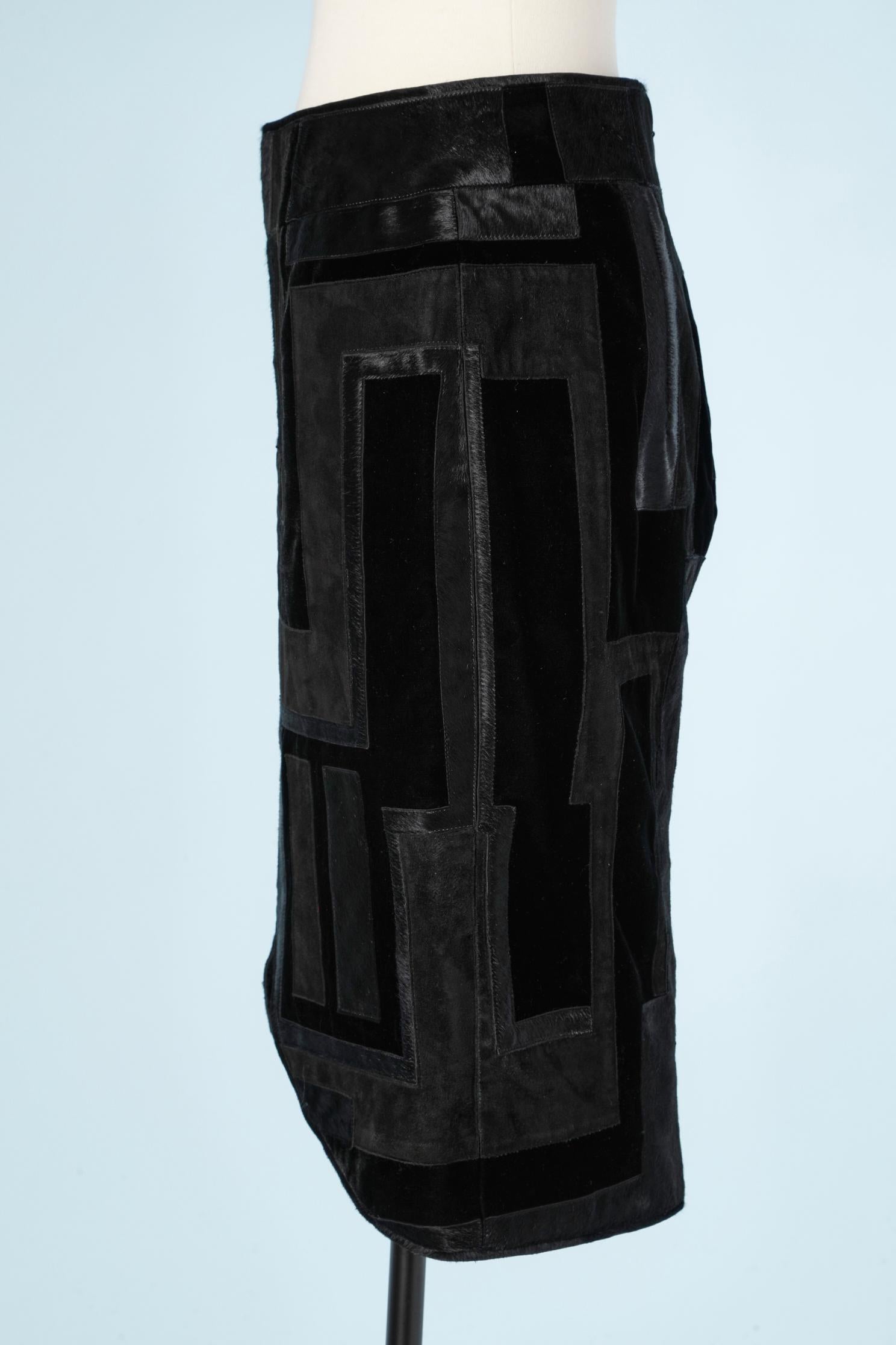 Women's Black patchwork skirt made of suede, leather and velvet TOM FORD For Sale